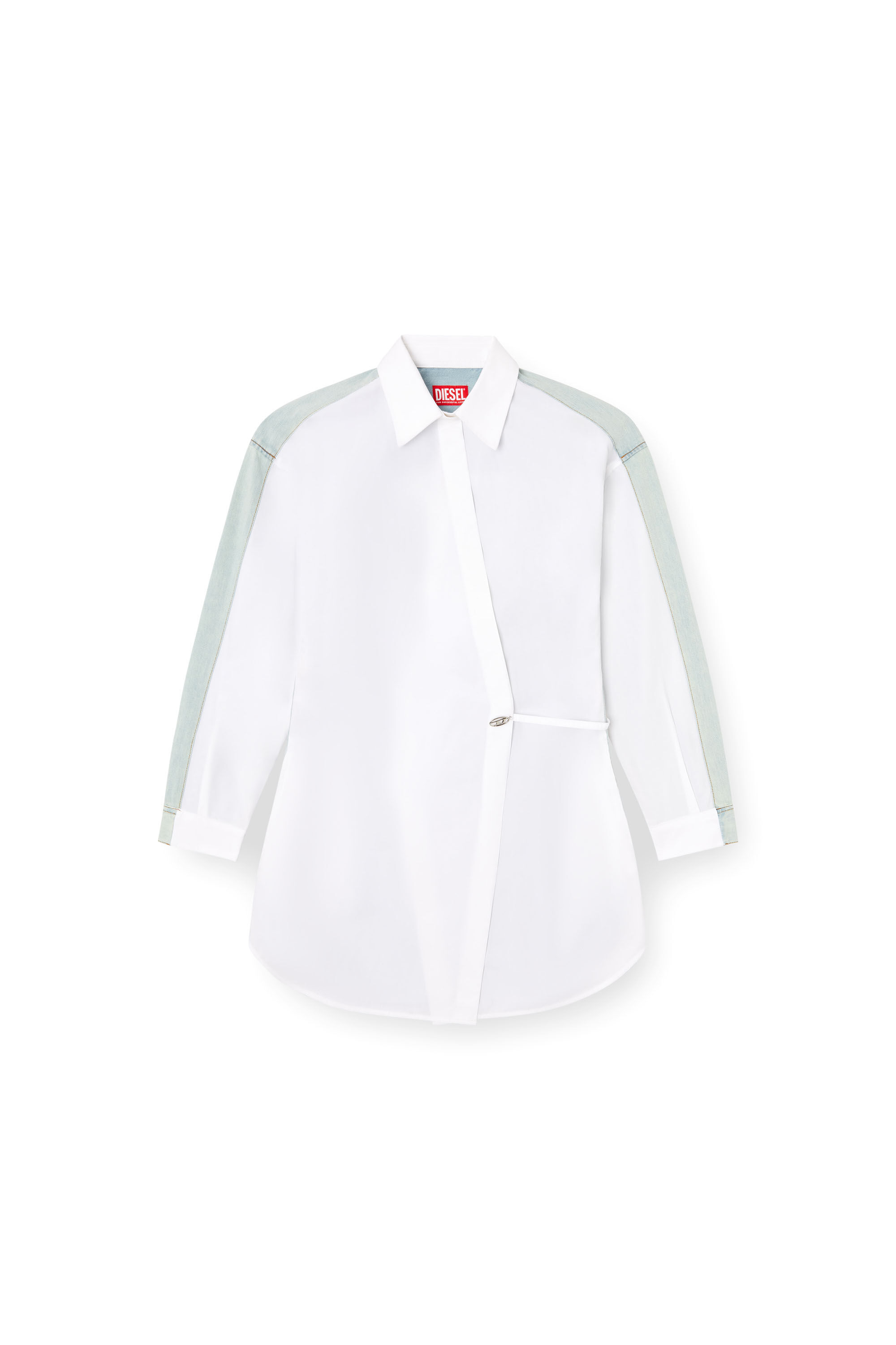 Women's Wrap shirt dress in poplin and denim | White | Diesel