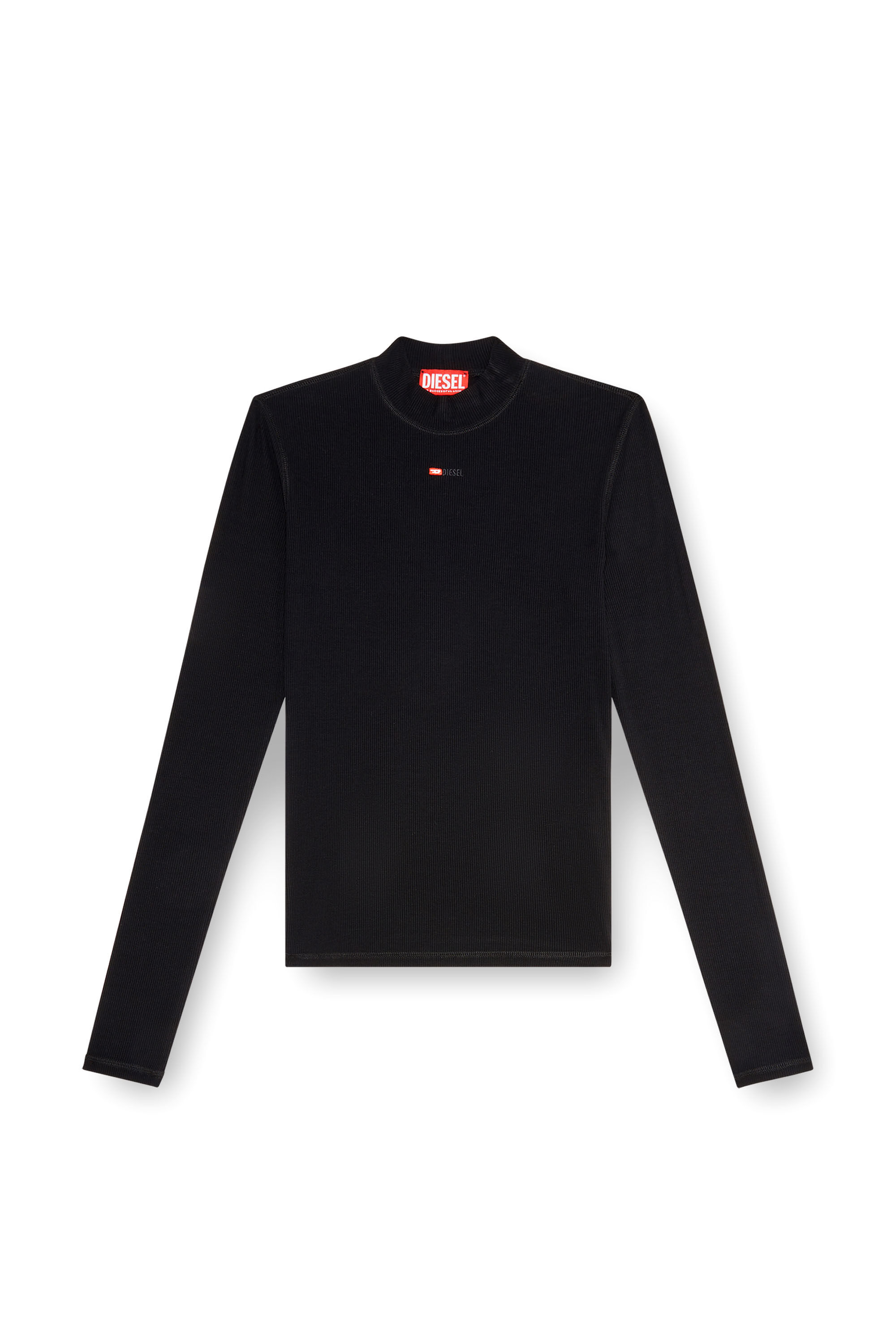 Diesel - T-MOKKY-LS-MICRODIV, Top côtelé avec col montant Femme in Noir - 2
