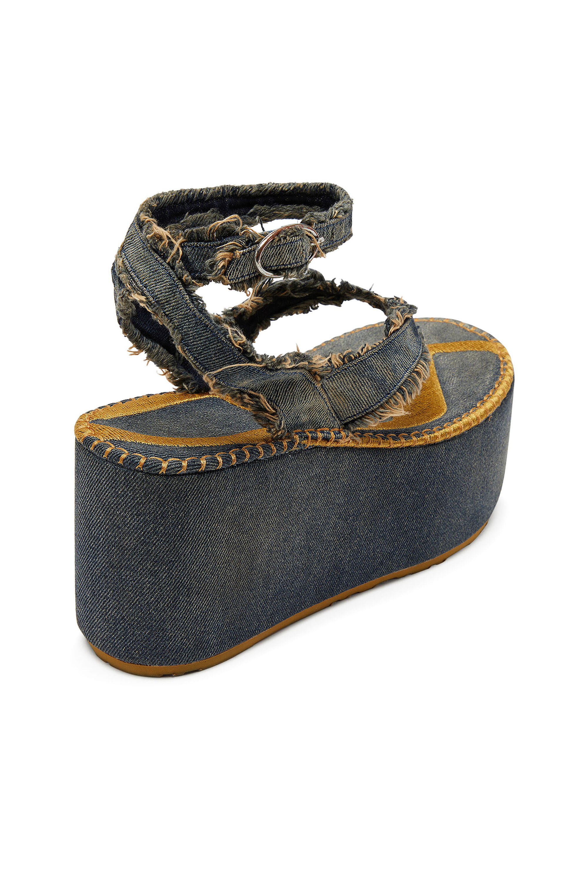 Diesel - SA-NIKOLA SANDAL, Sa-Nikola - Sandale en denim avec d&eacute;tails effiloch&eacute;s Femme in Bleu - 6