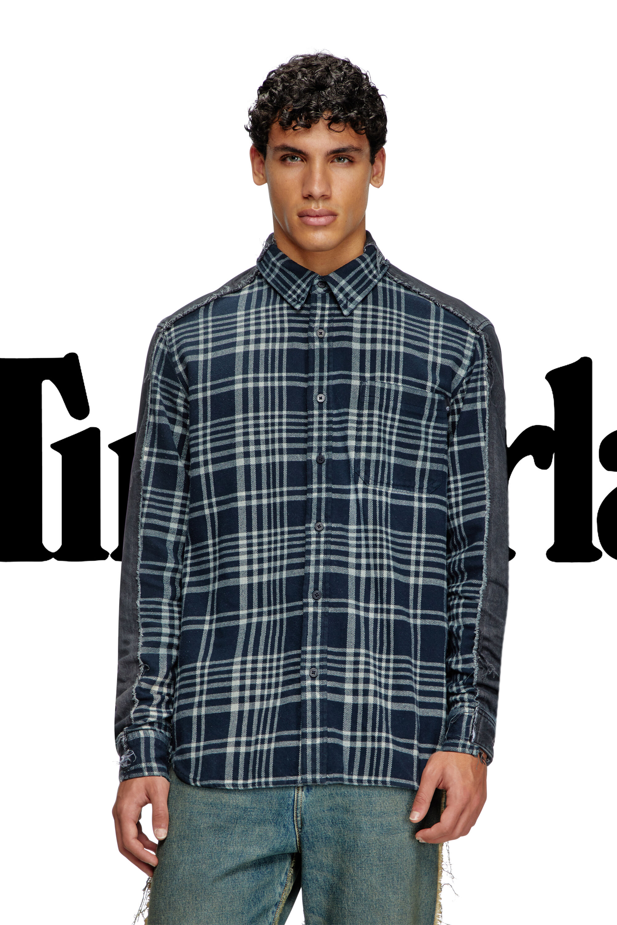 Diesel - Shirt Dieseloves 6B, Chemise à carreaux en denim surteinte Mixte in Polychrome - 3