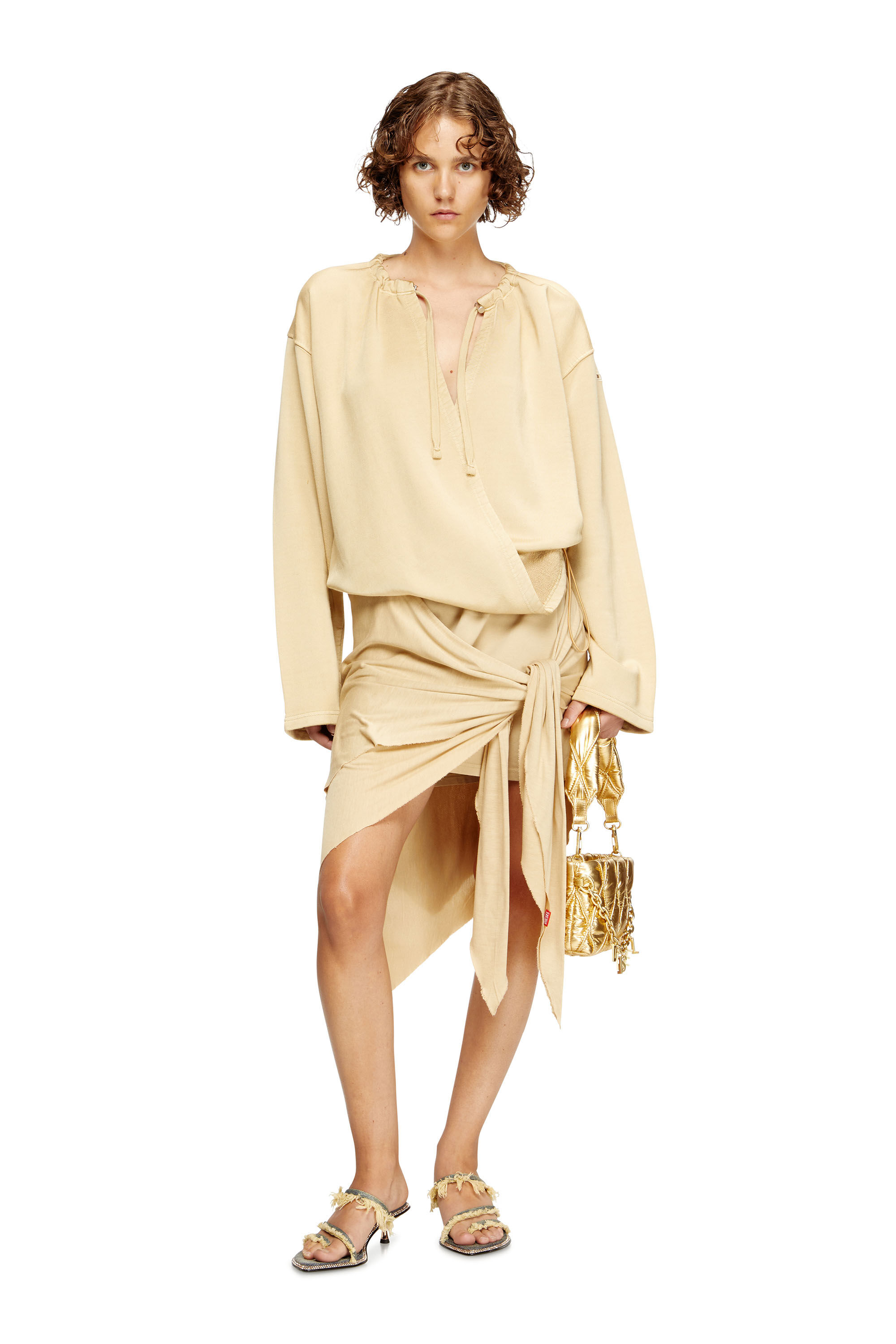 Diesel - D-CREED, Robe drapée avec jupe froncée Femme in Marron - 1