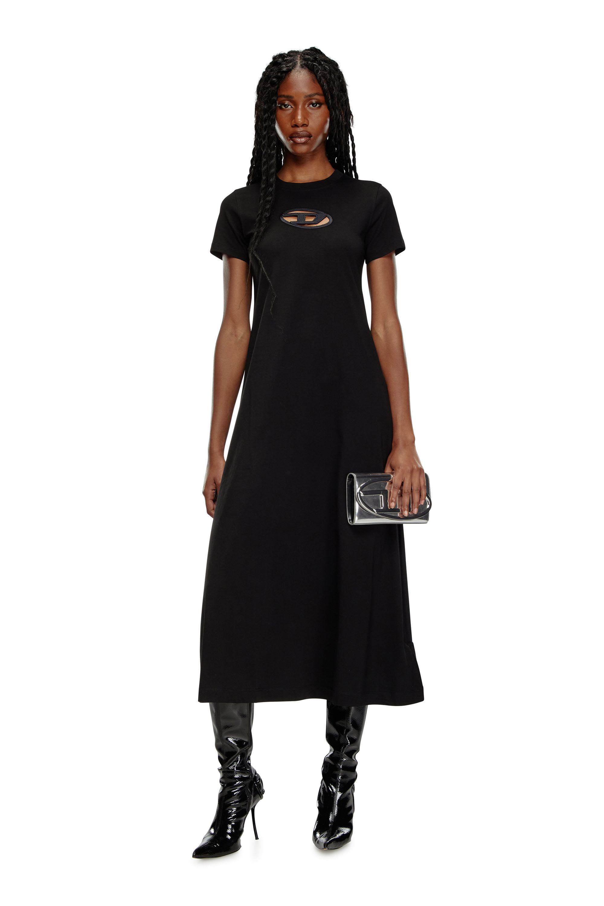 Diesel - D-ALIN-OD, Robe T-shirt avec D brodé Femme in Noir - 1