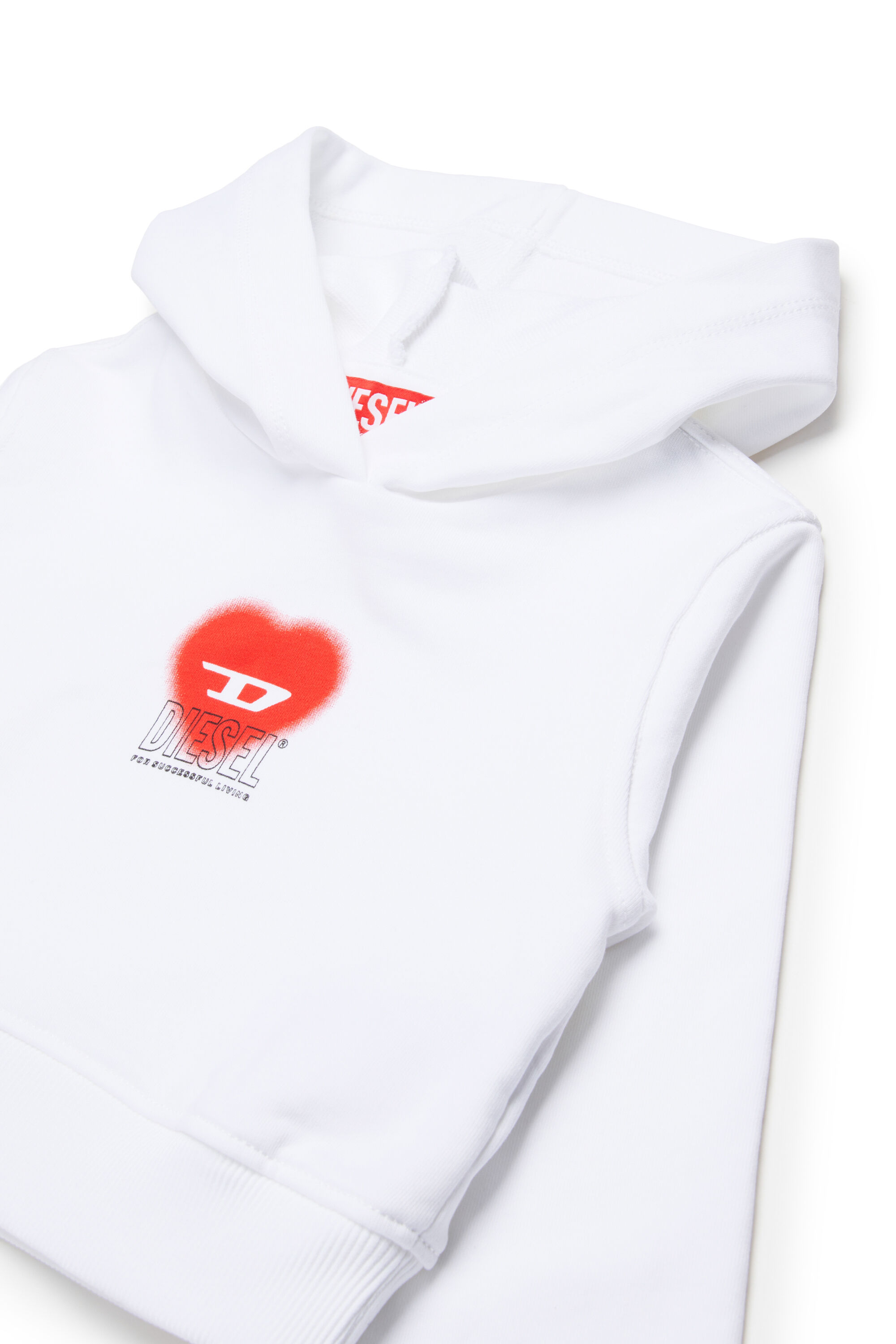 Diesel - SCUOREHOOD, Sweat-shirt cropped à capuche avec logo cœur Femme in Blanc - 3