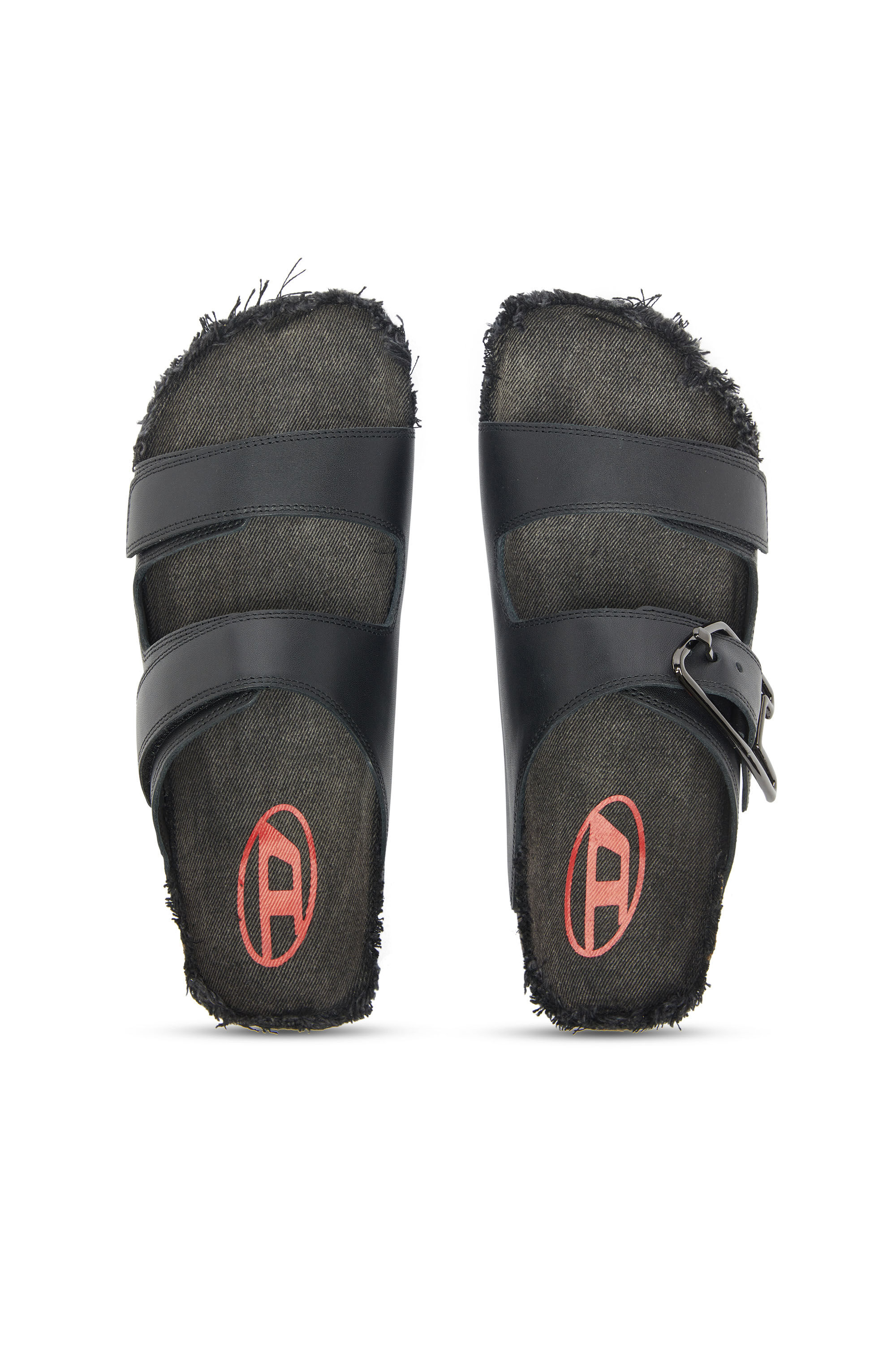 Diesel - D-WOODSTOCK D SANDAL, D-Woodstock - Bride en cuir avec semelle en li&egrave;ge Homme in Noir - 4