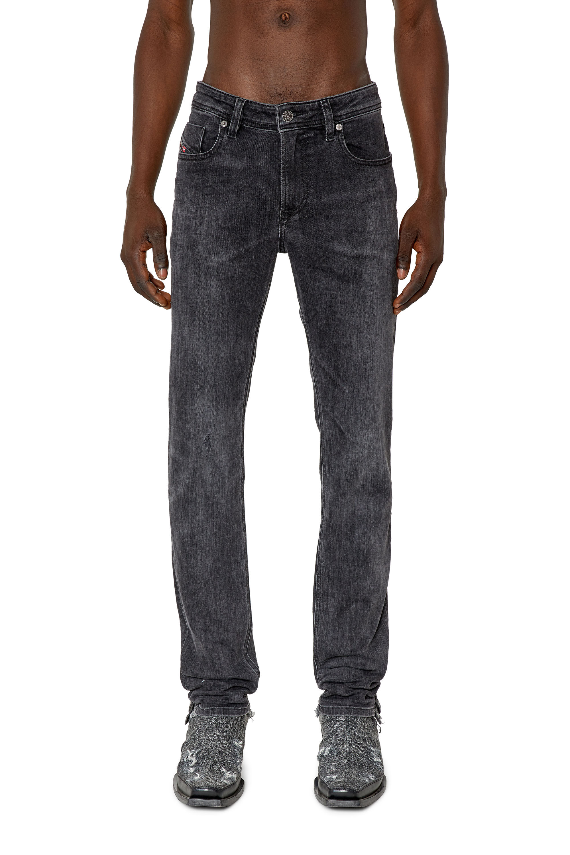 Diesel - 1979 Sleenker 0TFAR Skinny Jeans, Noir/Gris foncé - Image 3