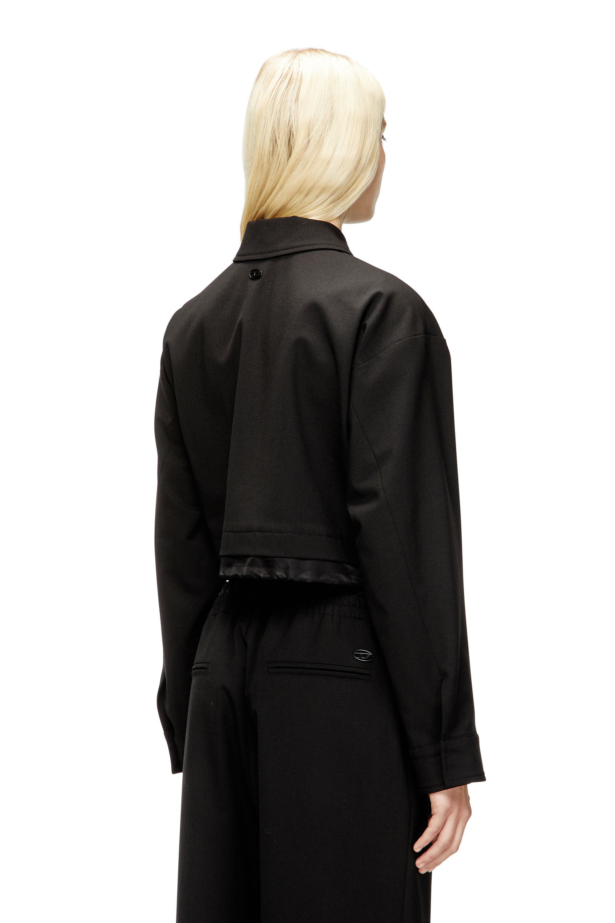 Diesel - J-TING-FEM-R2, Veste cropped en tissu tailleur et nylon Femme in Noir - 4
