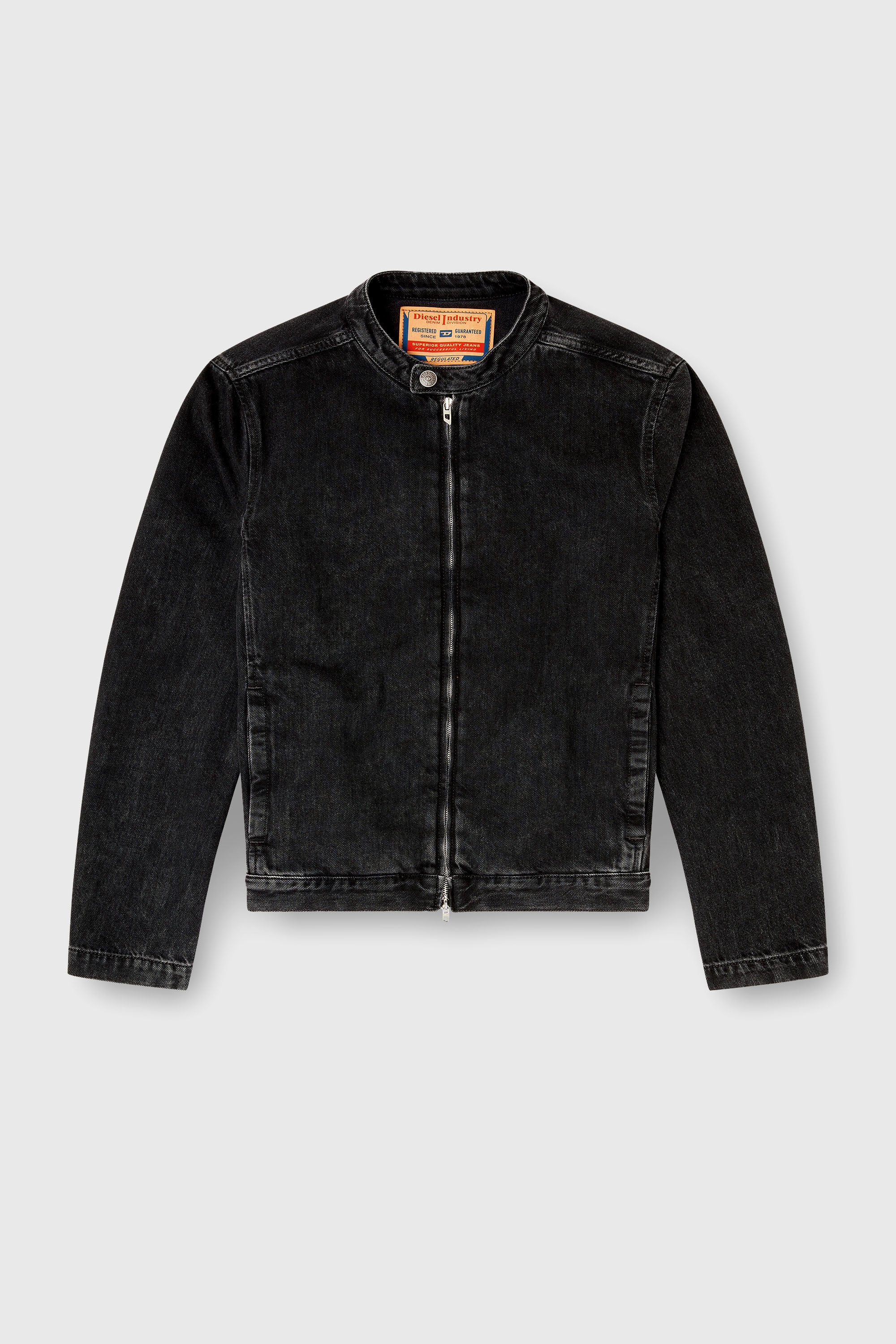 Diesel - D-GLORY, Blouson moto en denim lav&eacute; propre Homme in Noir - 2