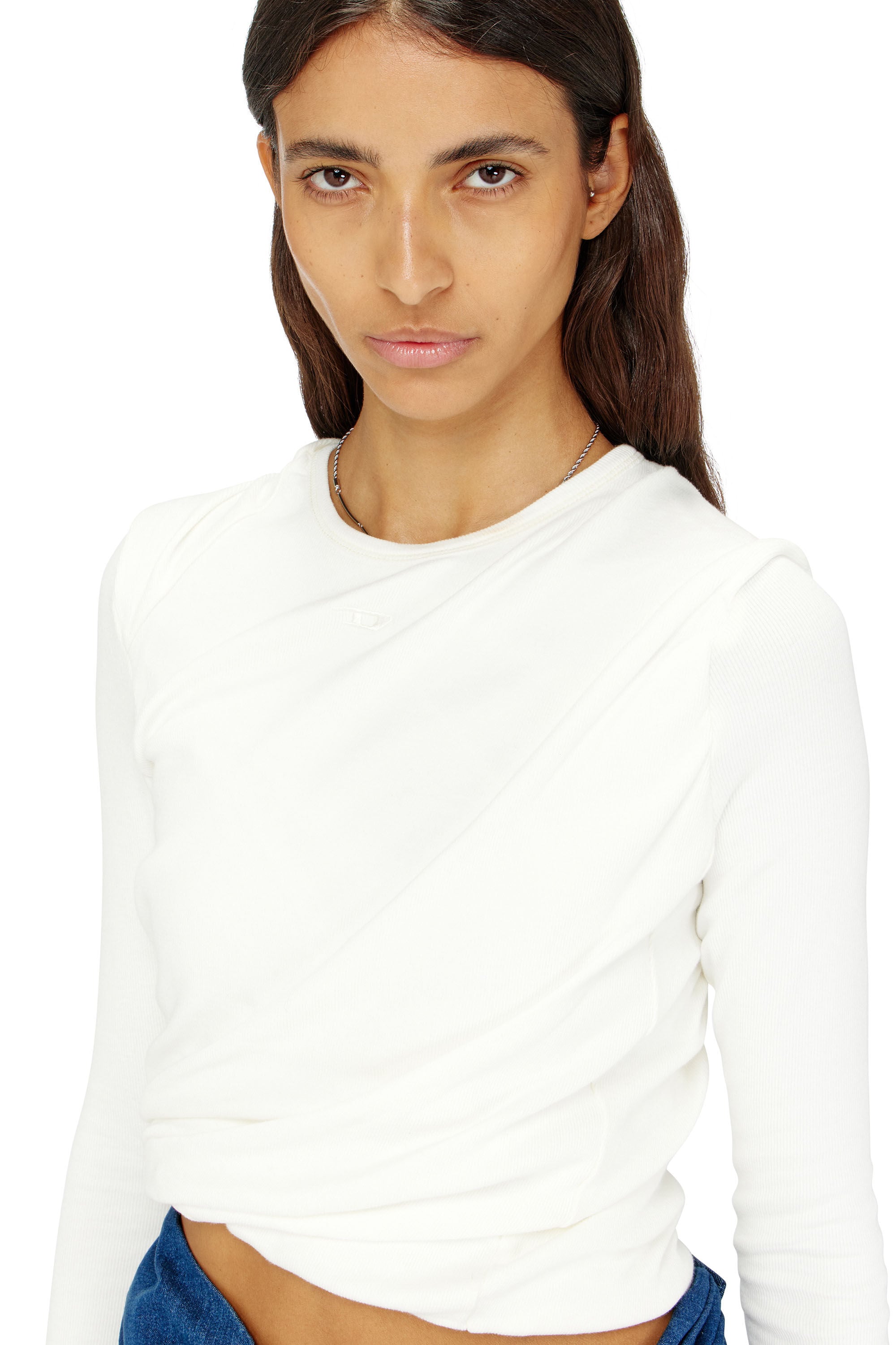 Diesel - T-ASAY-PL, T-shirt &agrave; manches longues effet pliss&eacute; en jersey double &eacute;paisseur Femme in ToBeDefined - 4