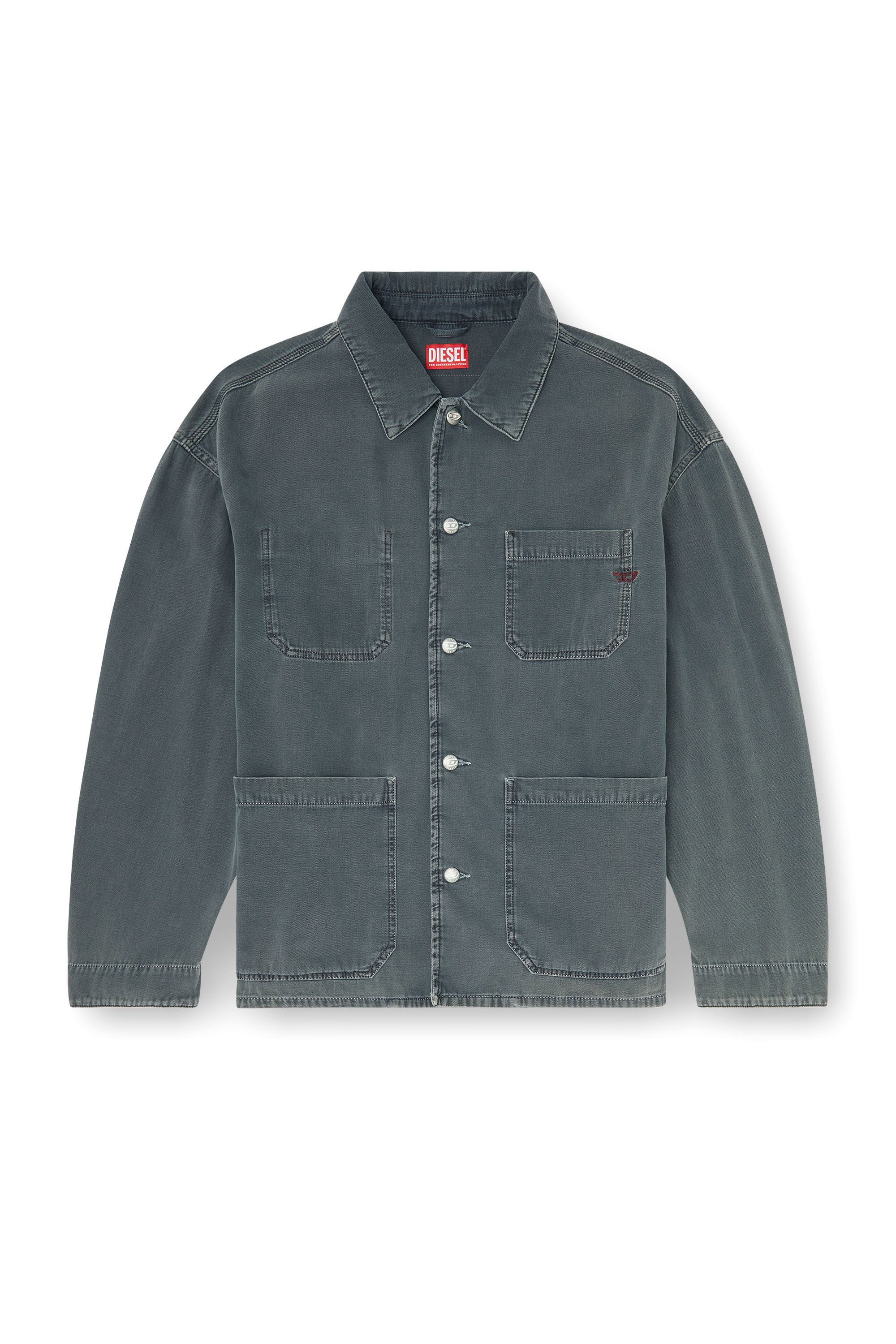 Diesel - D-STACK-U, Veste style utility en denim color&eacute; Mixte in Gris - 2
