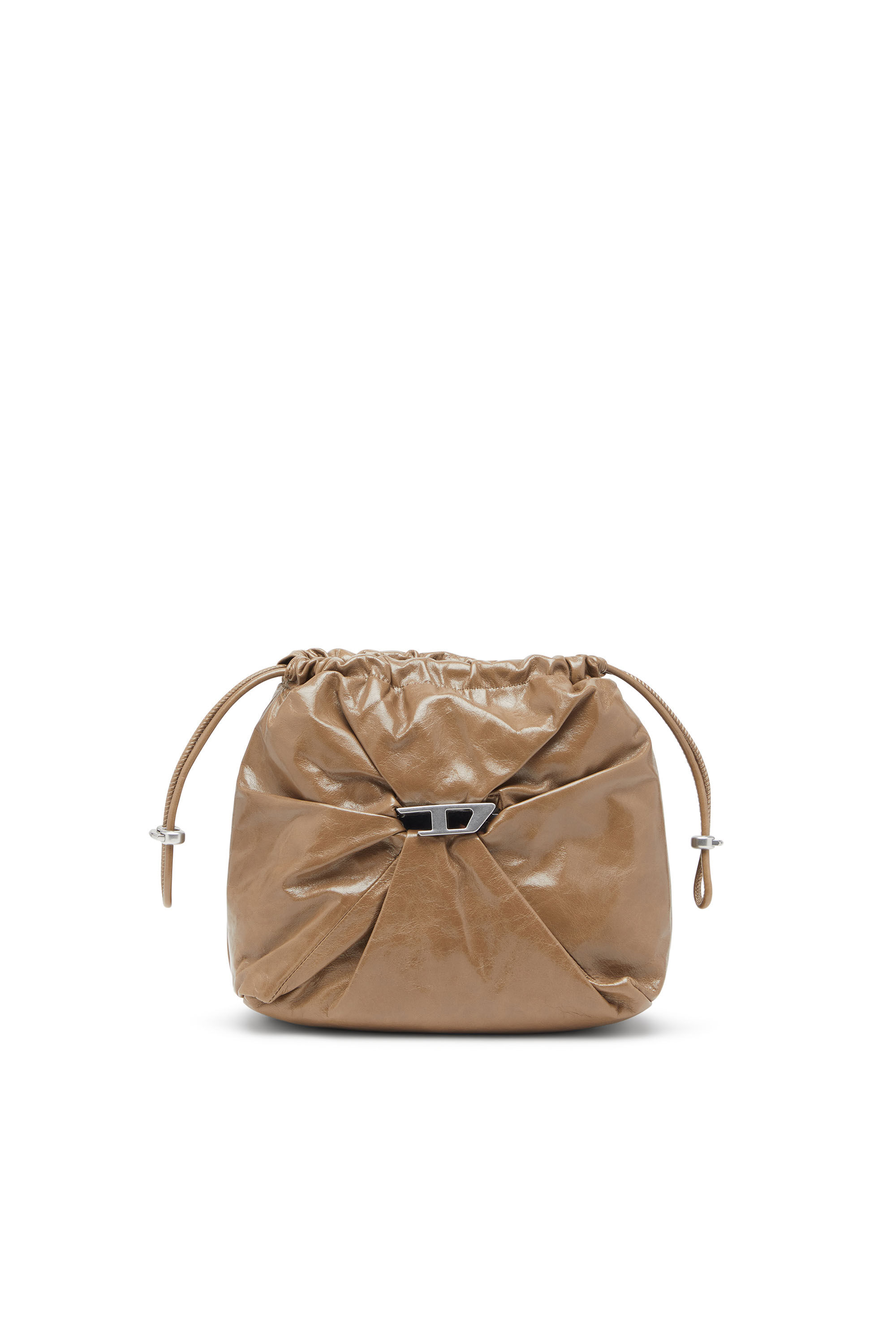Diesel - SCRUNCH-D BUCKET, Scrunch-D-Sac seau en cuir froissé et brillant Femme in Marron - 6