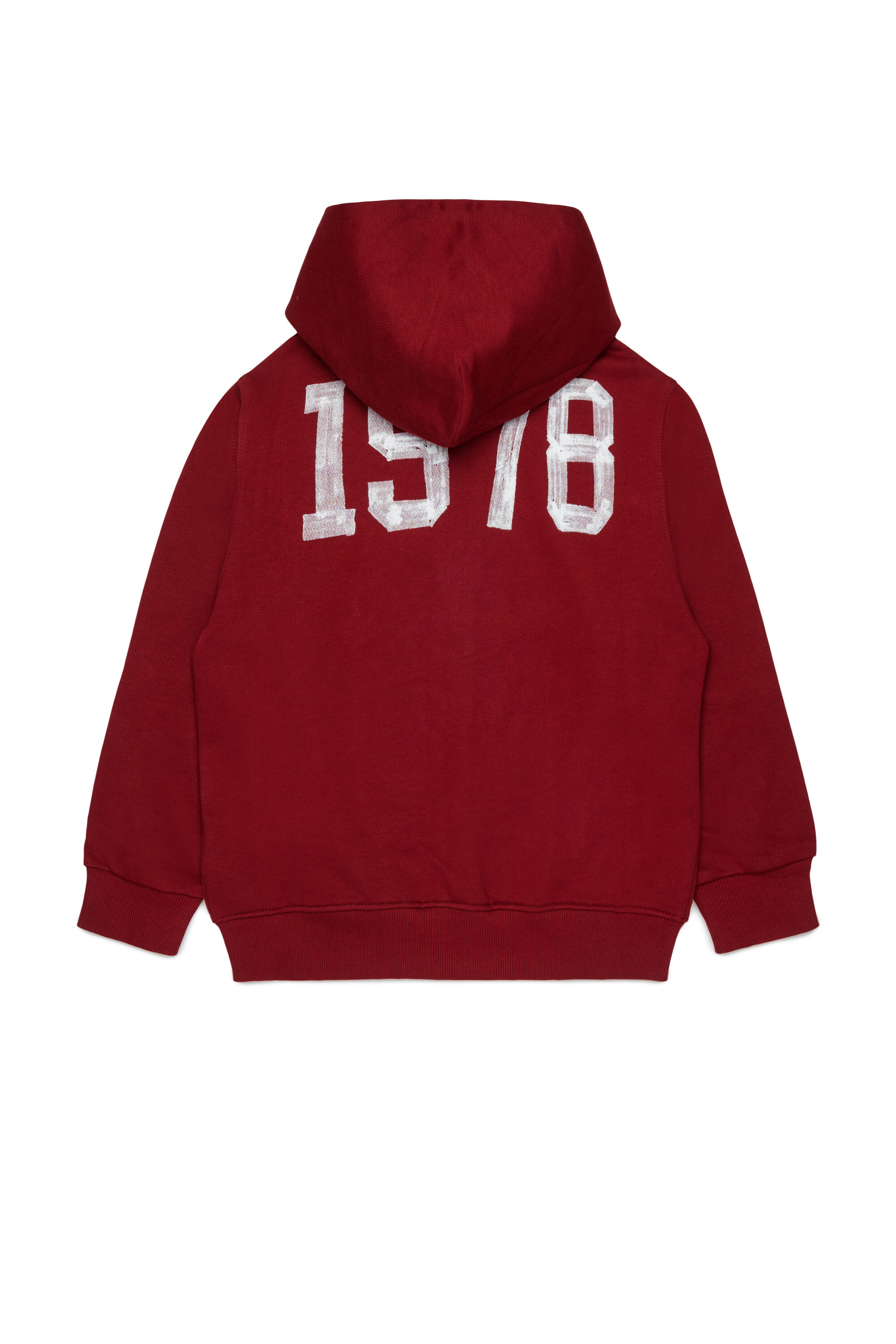 Diesel - SBANDHOOD OVER, Sweat &agrave; capuche zipp&eacute; avec logo effet peinture Homme in Rouge - 2