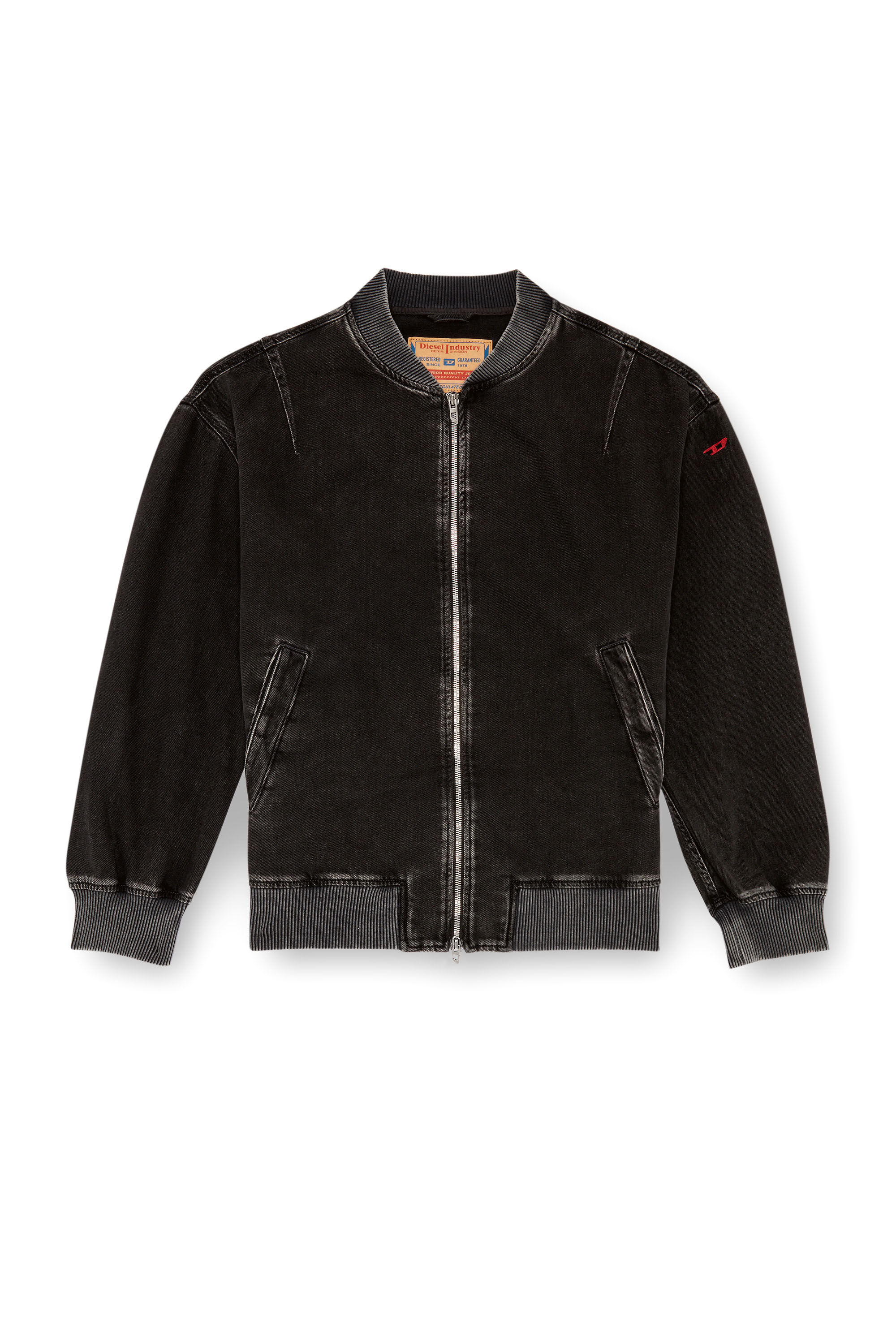 Diesel - D-VINZ, Veste bomber en denim délavé Homme in Noir - 2