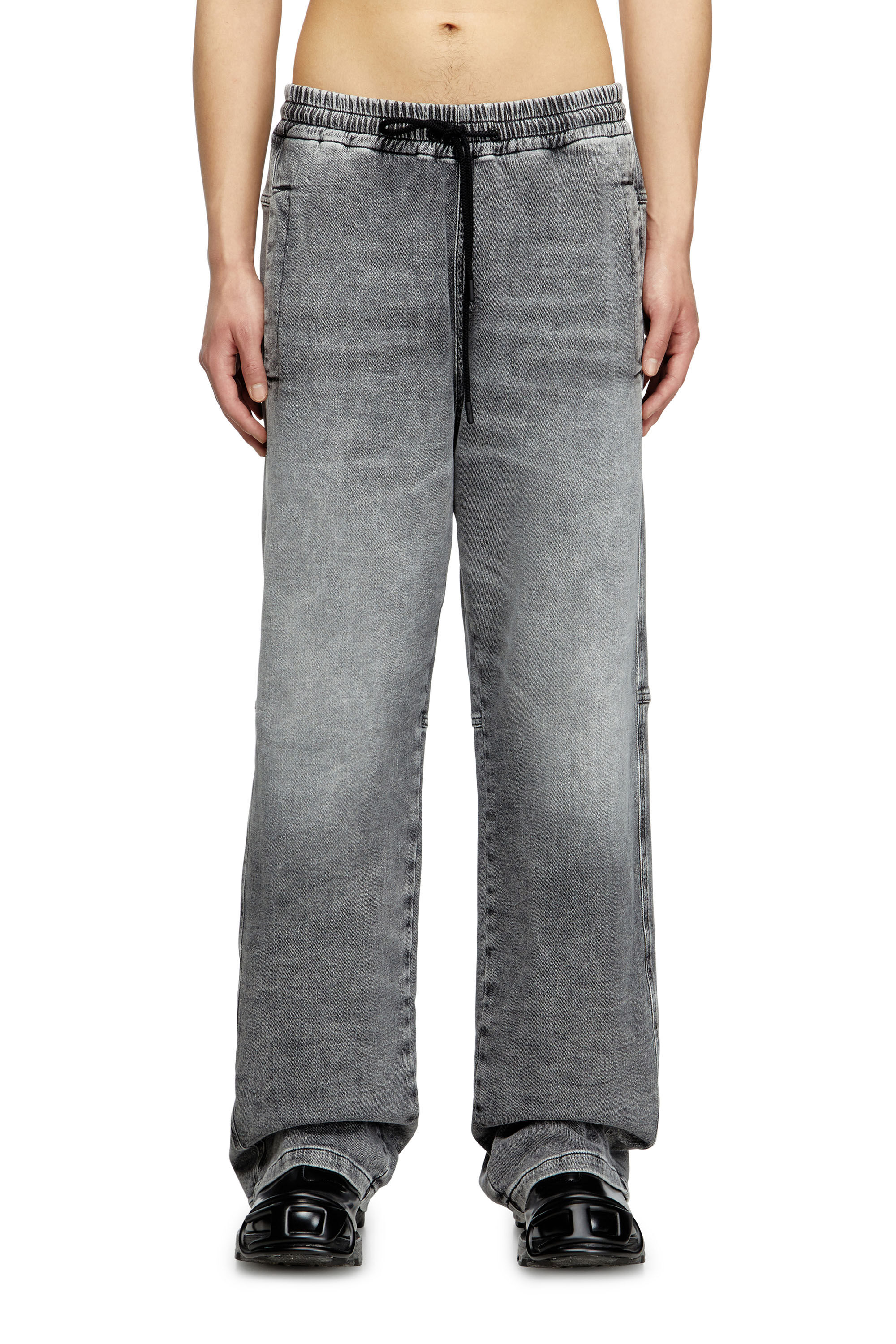 Diesel - Relaxed D-Martyans Track Denim 0BEBR Mixte, Noir/Gris foncé - Image 3