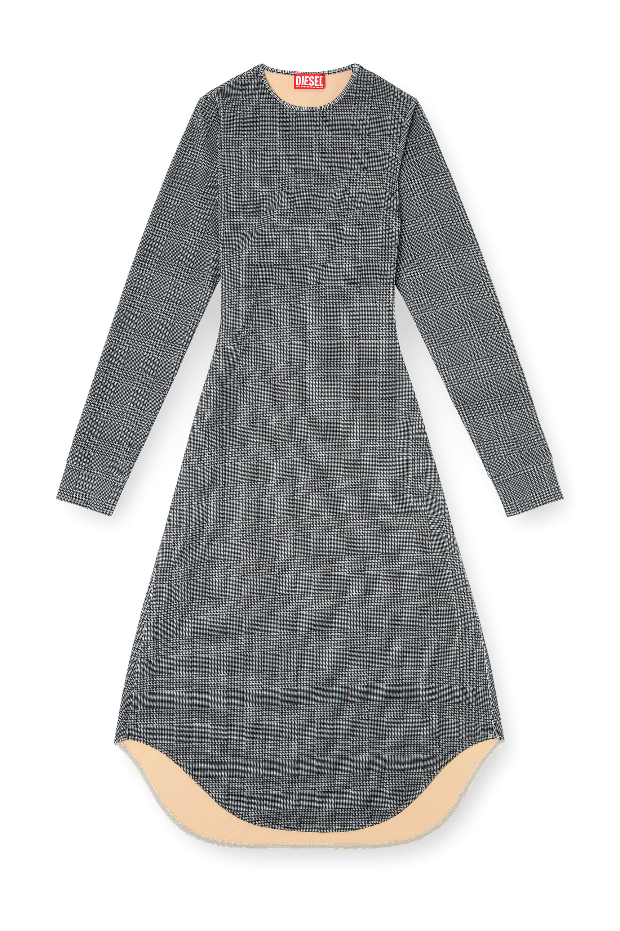 Diesel - D-ETTS, Robe midi à motif Prince-de-Galles avec détail au niveau du buste Femme in Gris - 2