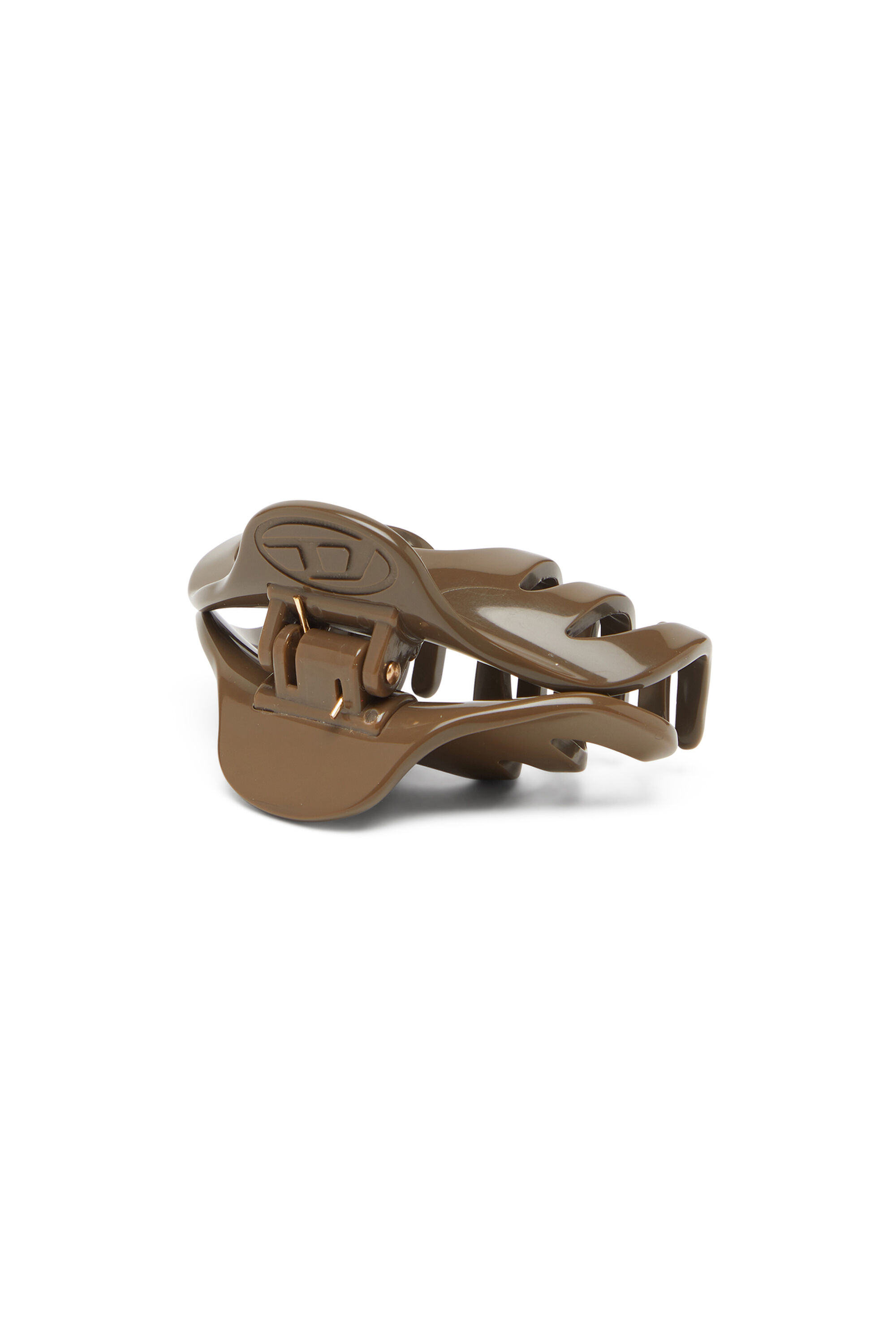 Diesel - TALON CLIP, Barrette en résine avec logo Oval D Femme in Marron - 1
