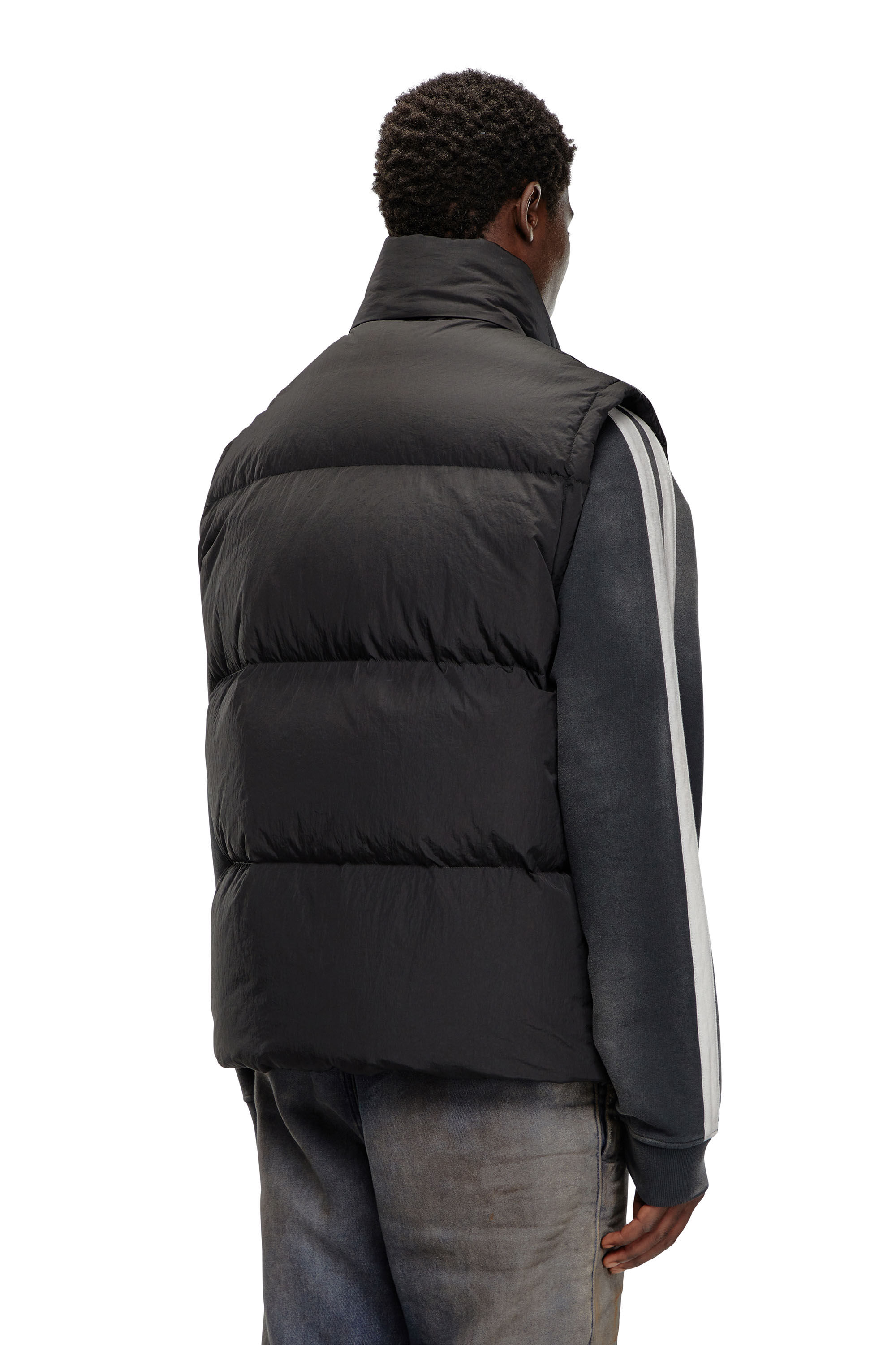 Diesel - W-RAVEEL-SL, Gilet en duvet en nylon froissé Homme in Noir - 4