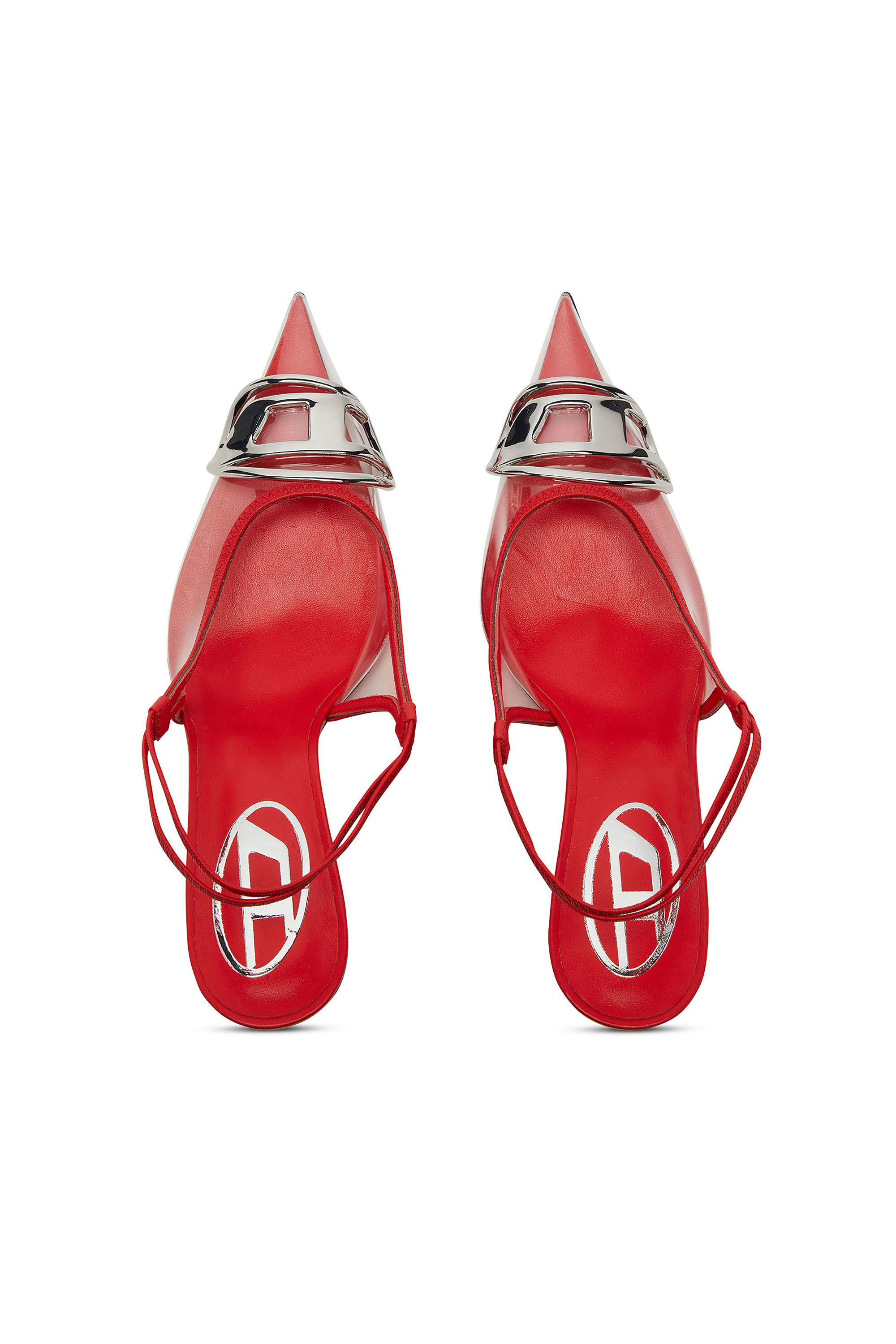 Diesel - D-VENUS SB, D-Venus-Escarpins slingback transparents à garniture en cuir Femme in Rouge - 5