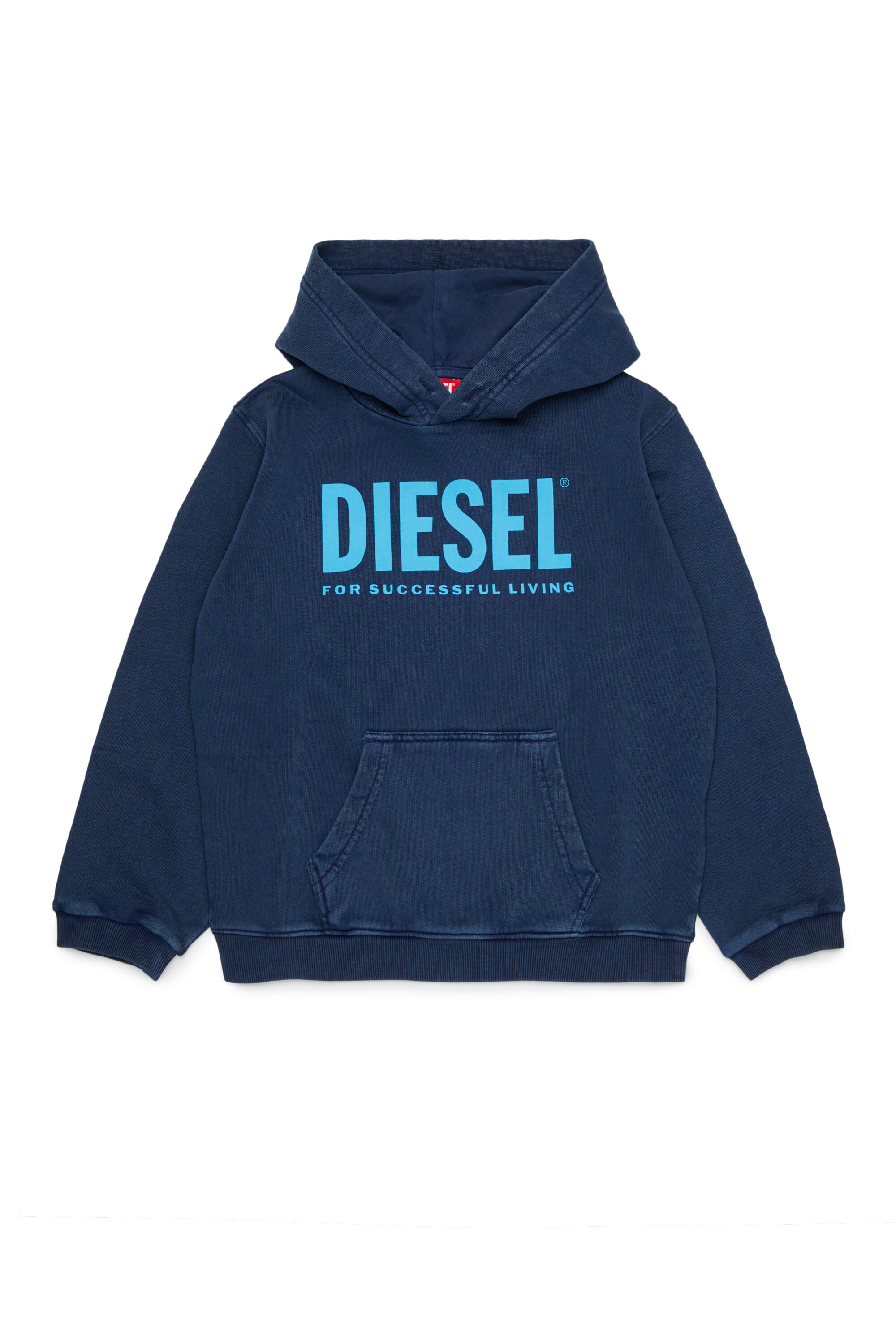 Diesel - STISEL OVER, Sweat &agrave; capuche avec maxi logo imprim&eacute; Homme in Bleu - 1