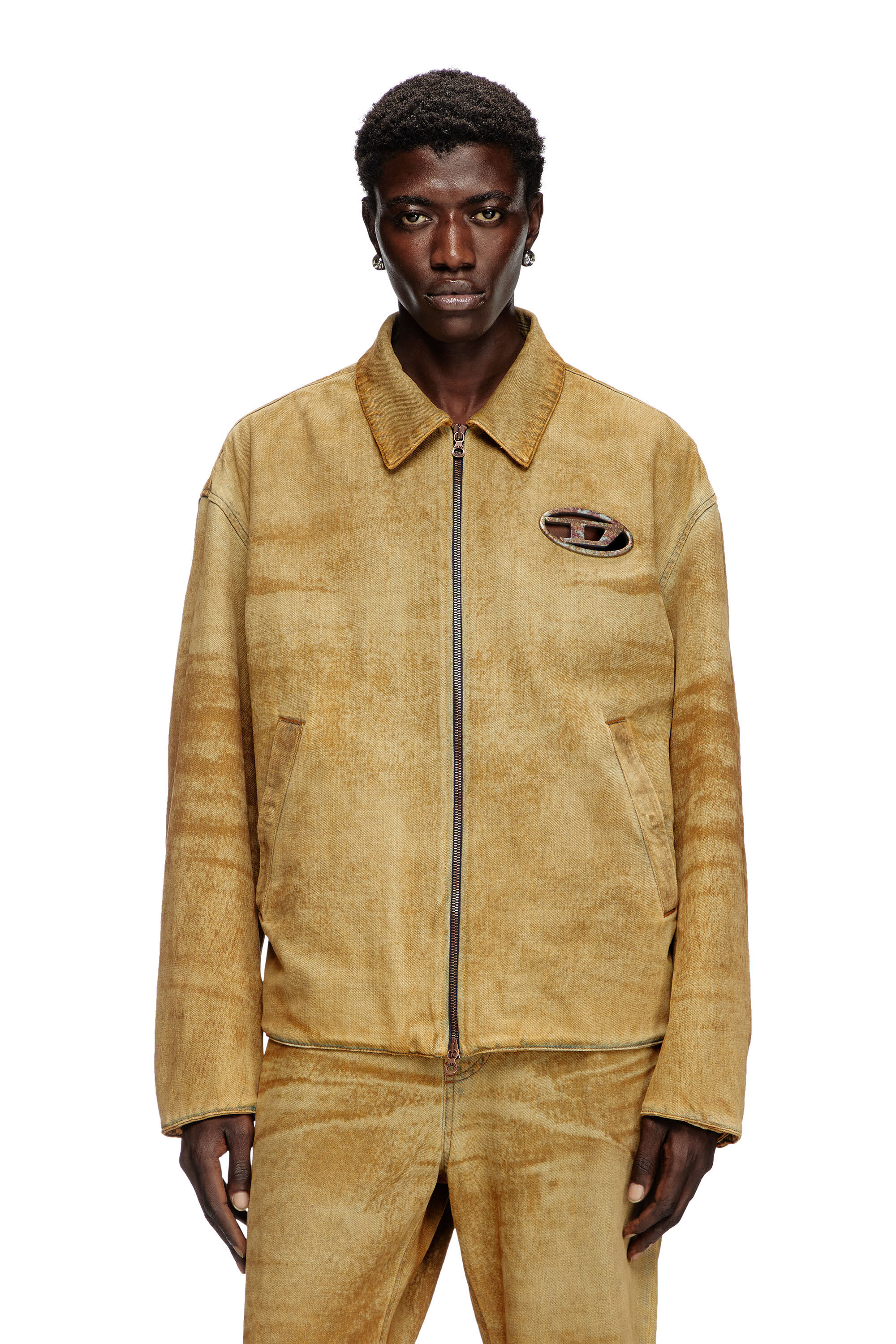 Diesel - D-STACK-FSF, Man's Padded jacket with rust-effect logo in Light Brown - 6