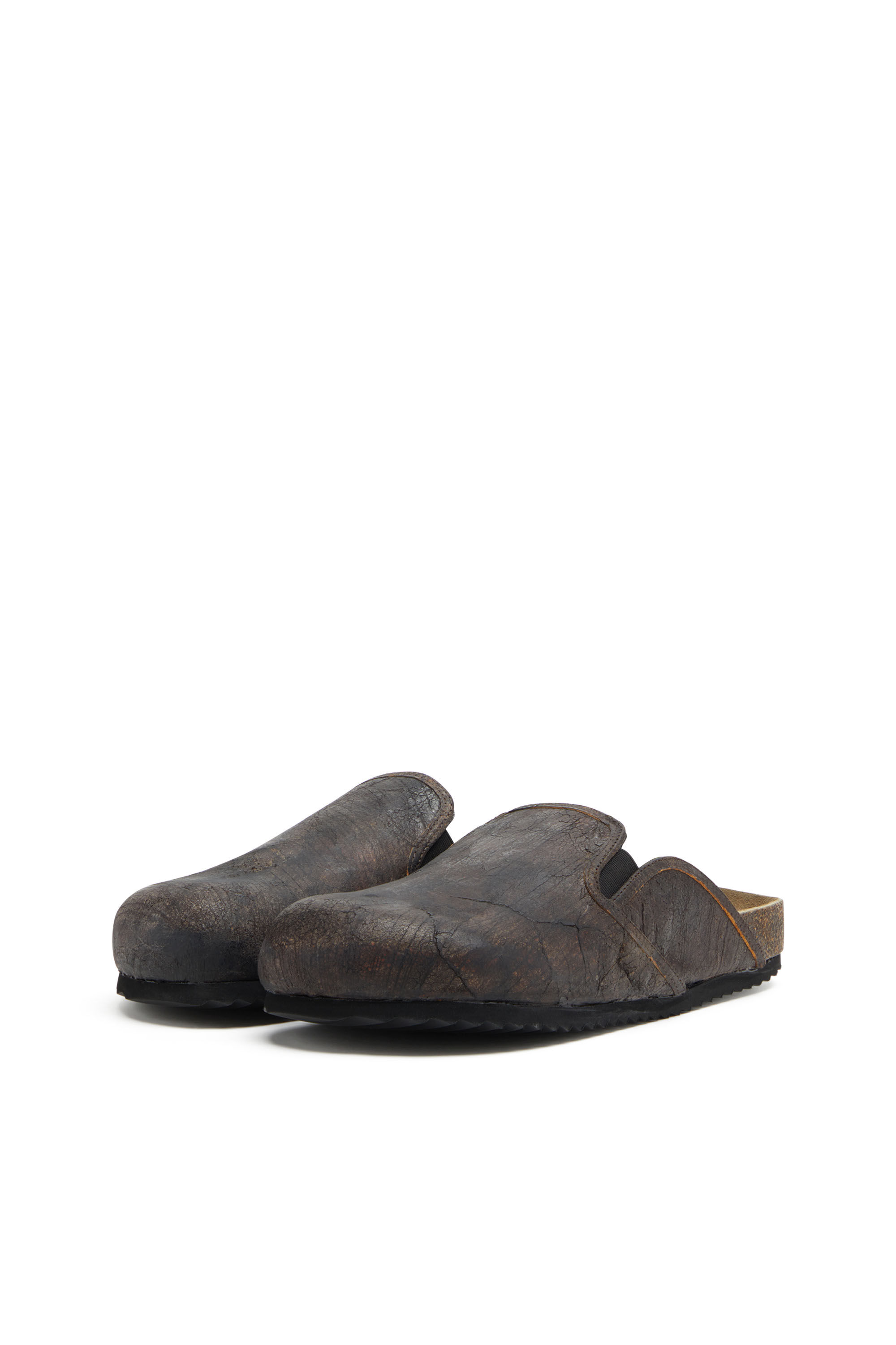 Diesel - D-WOODSTOCK SLIP-ON, D-Woodstock-Sabots en daim à effet craquelé Homme in Marron - 8