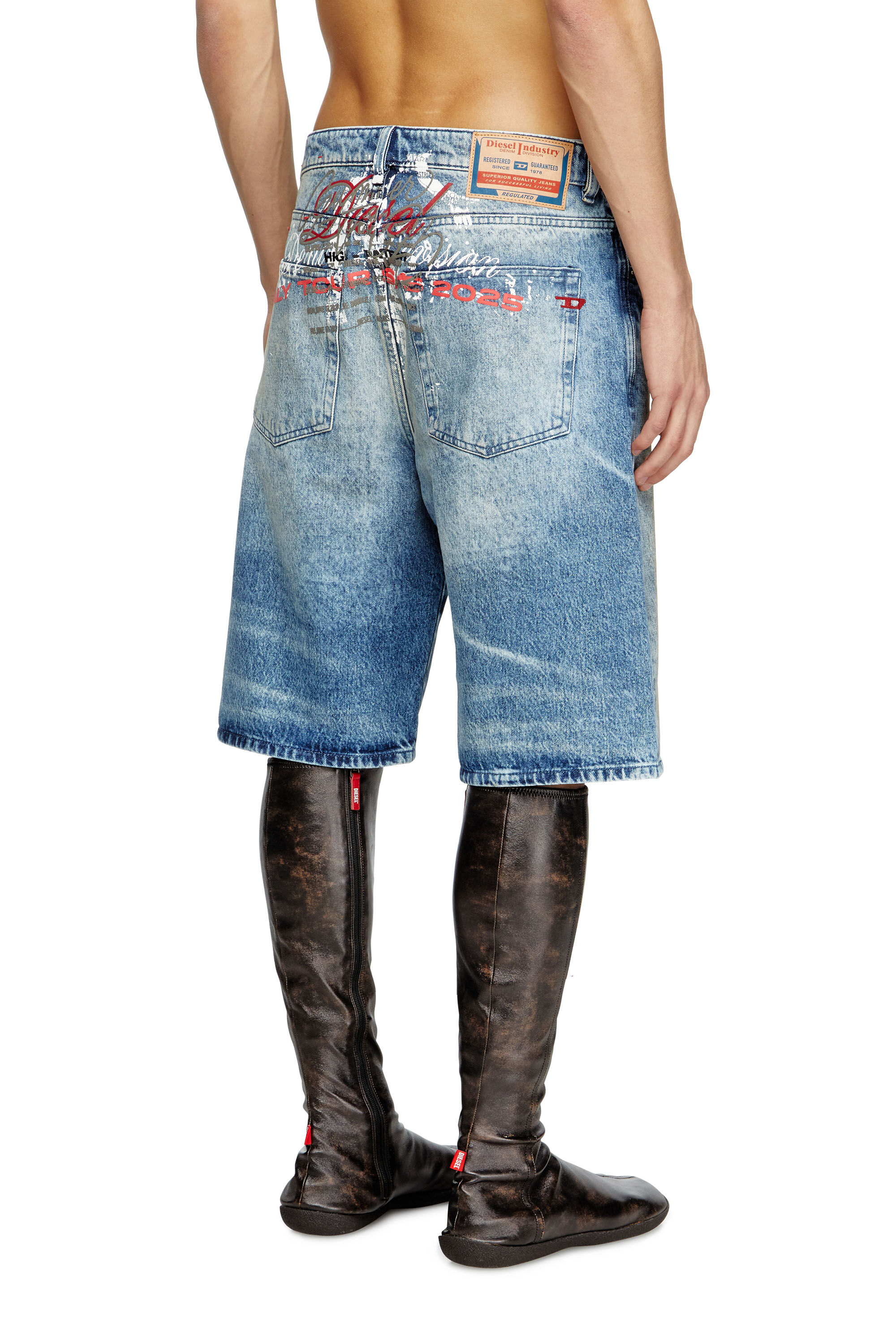 Diesel - D-RIXFORD-S, Short en denim avec imprimé paroles Homme in Bleu - 4