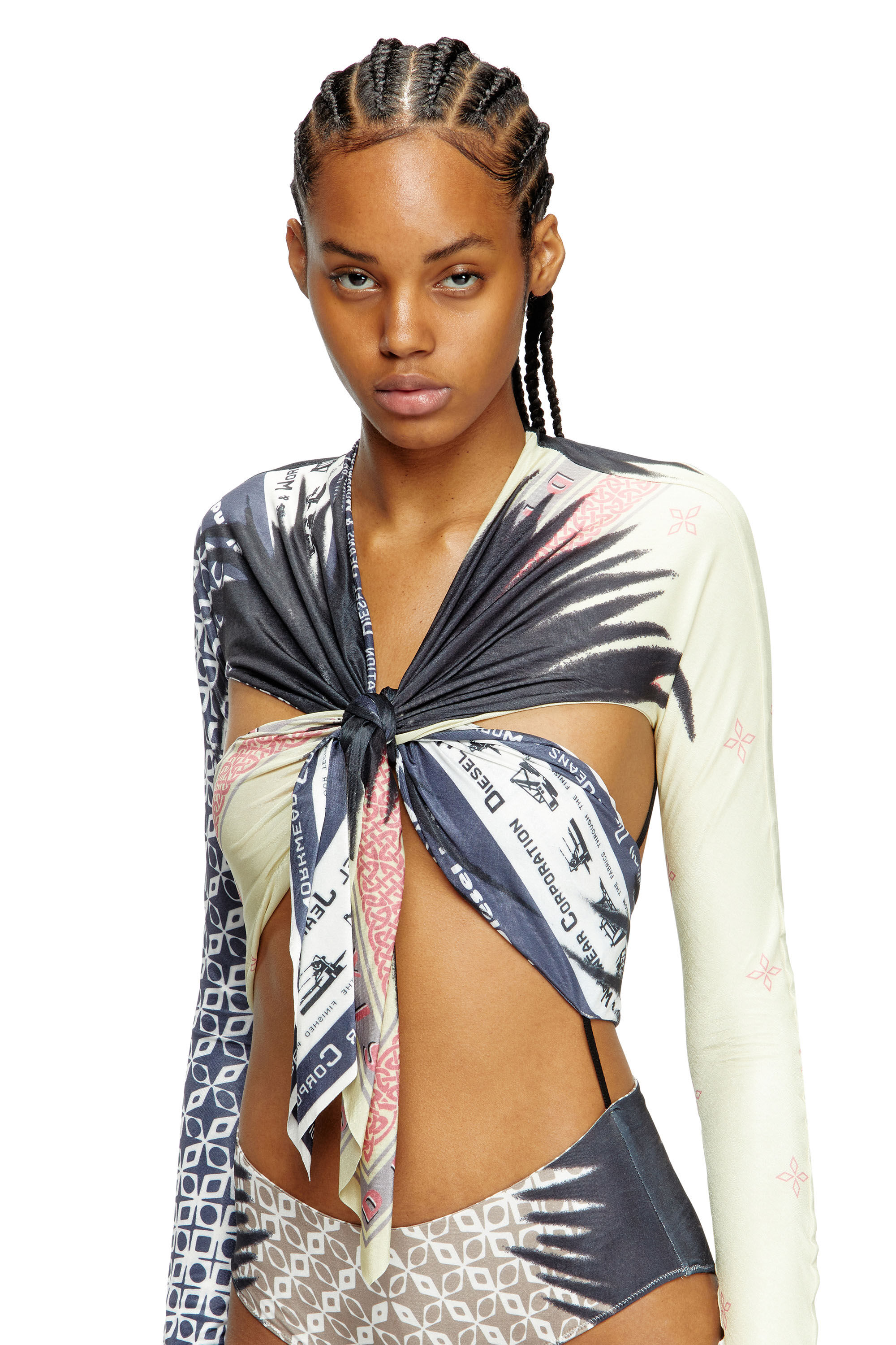 Diesel - T-EXO, Top avec devant en bandana drapé Femme in Polychrome - 5