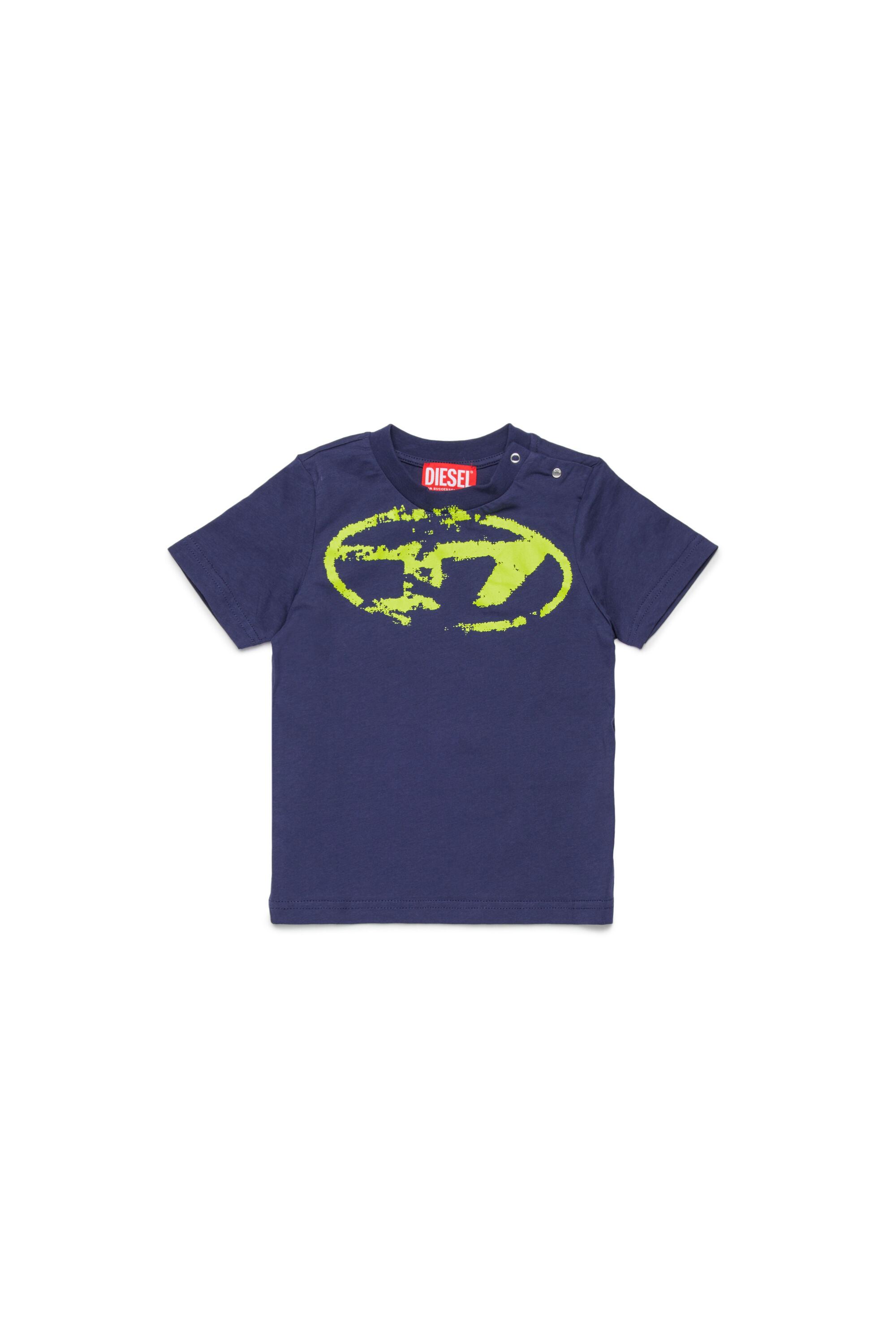 Diesel - TBOXTN14B, T-shirt avec logo Oval D effet vieilli Mixte in Bleu - 1
