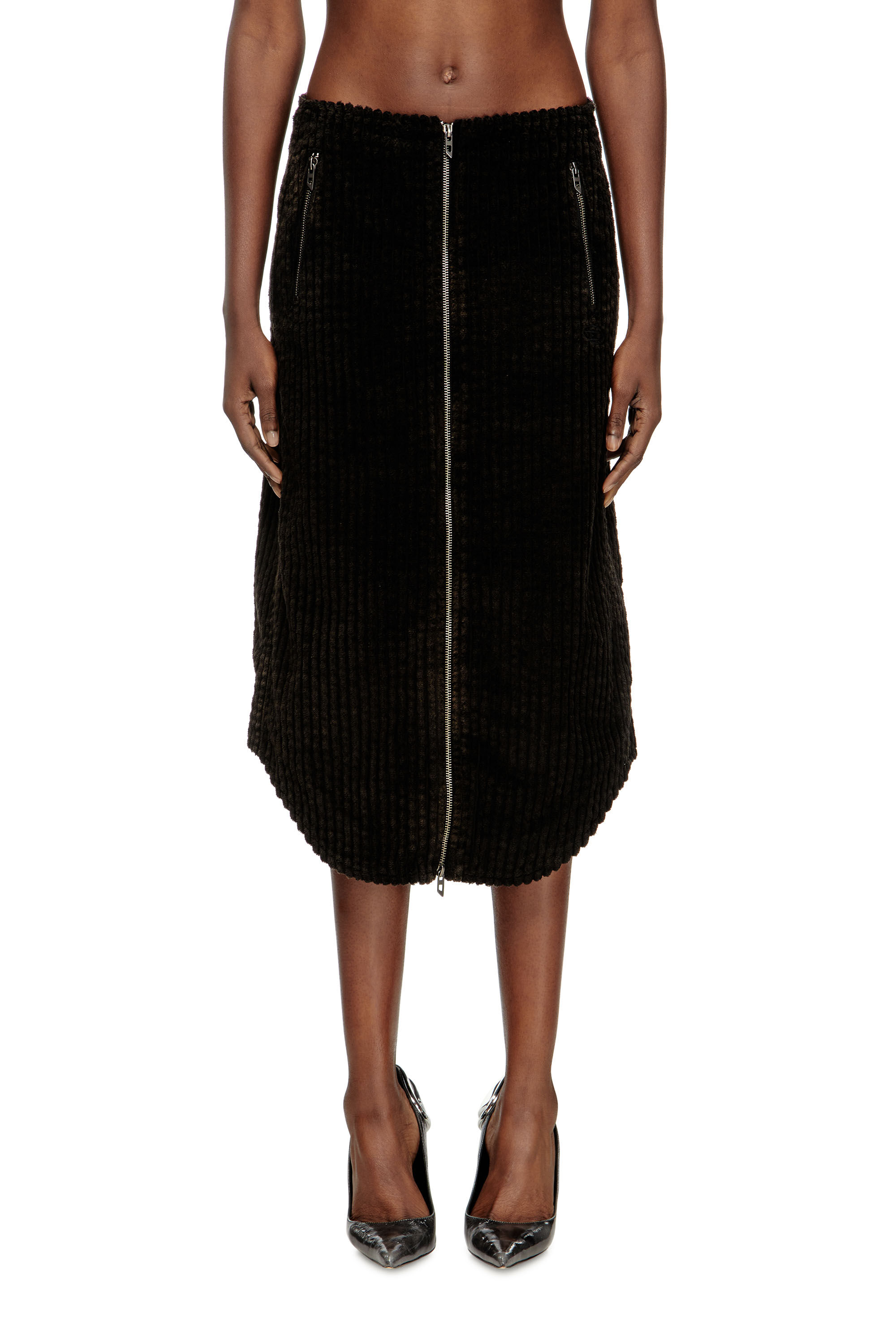 Diesel - O-LLIPOP, Jupe midi en coton avec zip Femme in ToBeDefined - 3