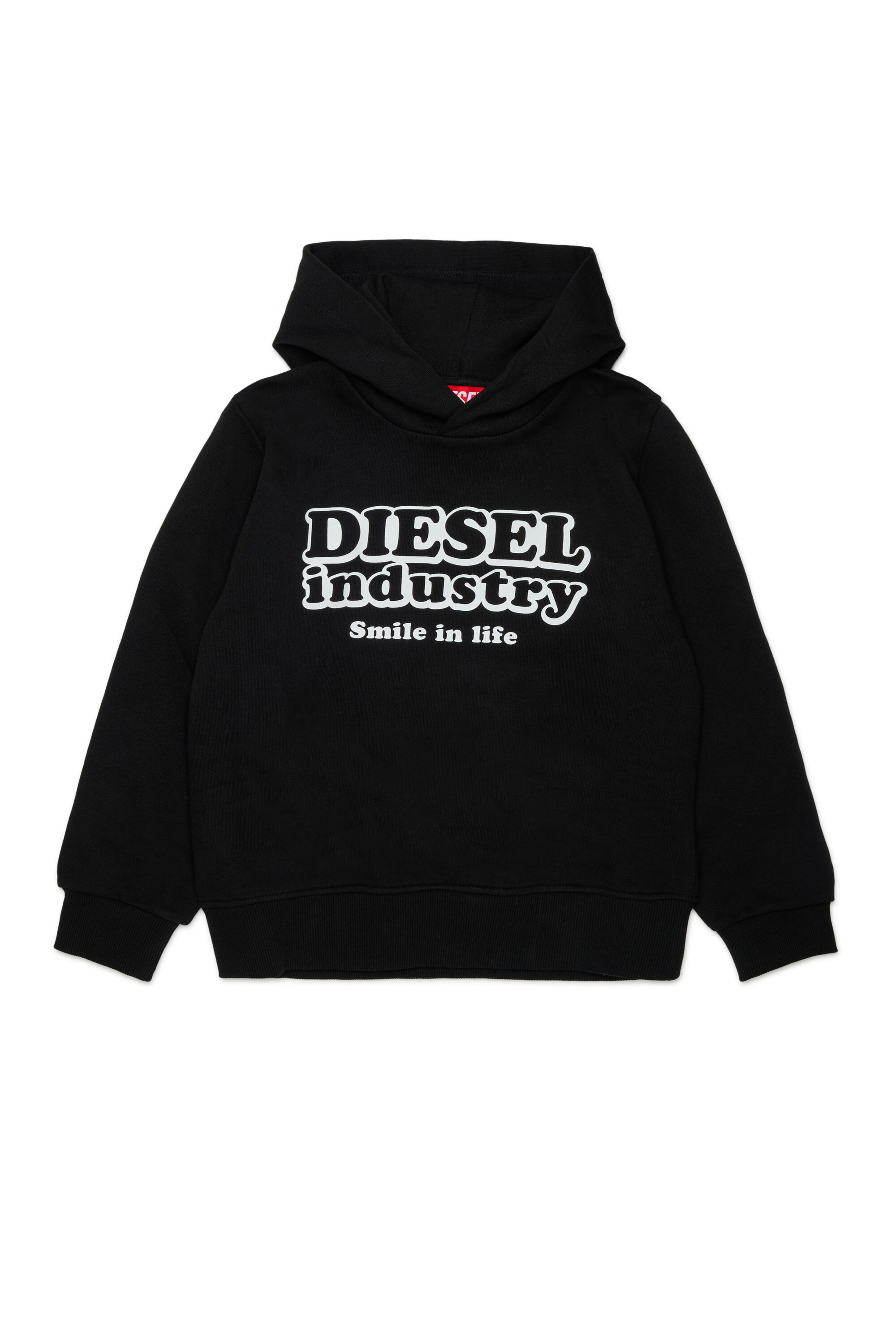 Diesel - SLODIMHOOD OVER, Sweat &agrave; capuche avec imprim&eacute; Diesel Industry Homme in Noir - 1