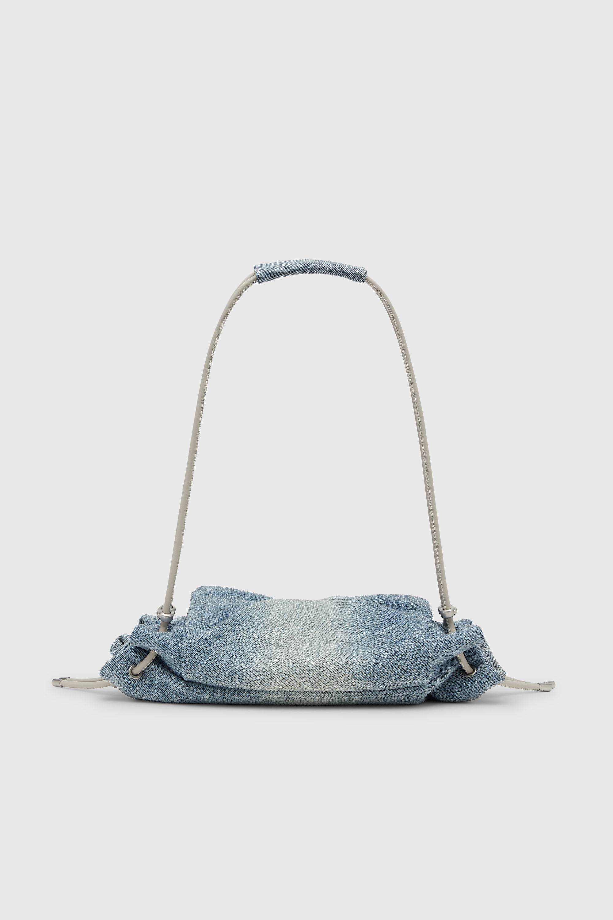 Diesel - SCRUNCH-D SHOULDER S, Scrunch-D - Sac &eacute;paule en denim avec cristaux transparents Femme in Bleu - 3