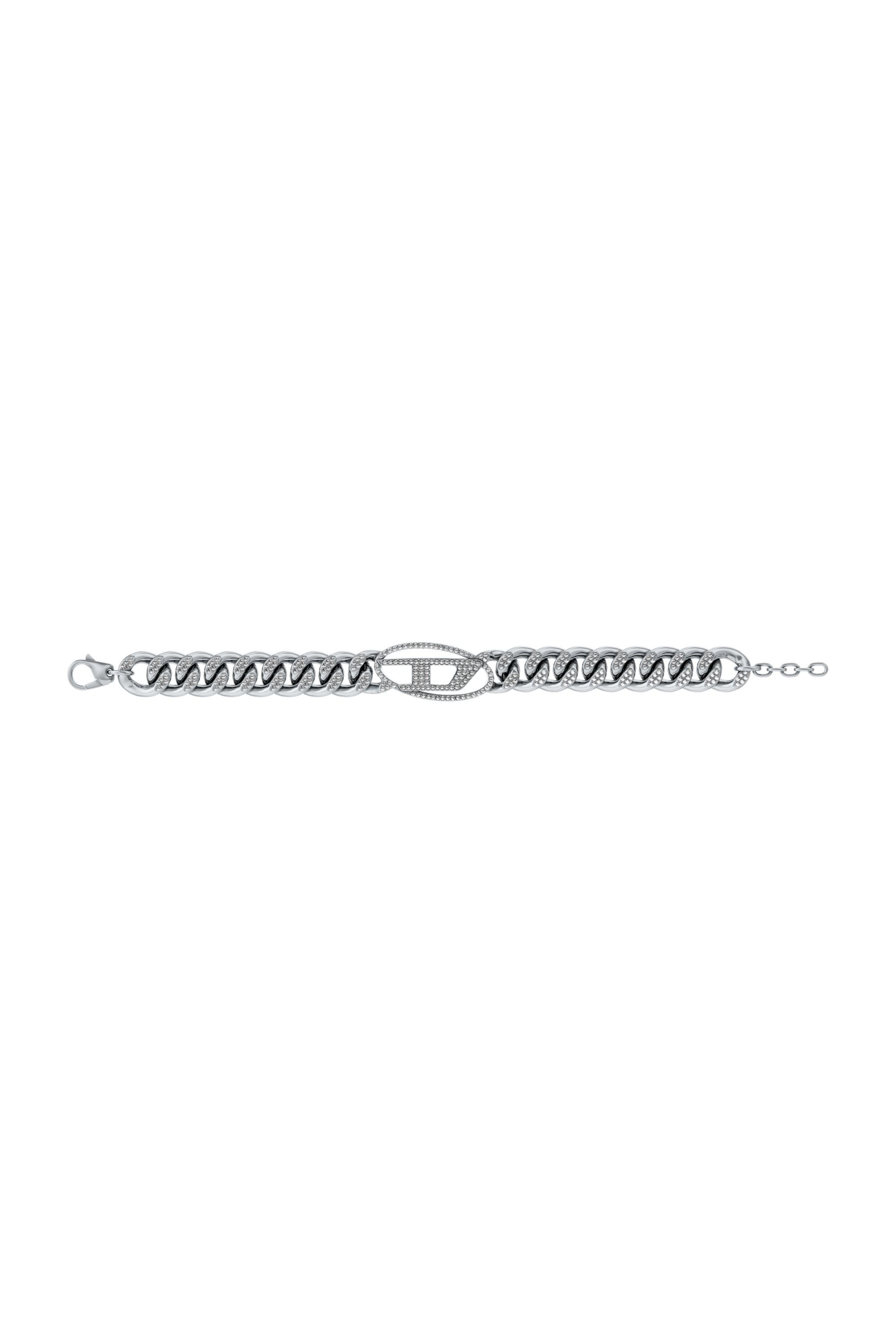 Diesel - DX1707040 JEWELLERY, Bracelet cha&icirc;ne en acier inoxydable oval D avec glitz Mixte in Gris argent&eacute; - 4