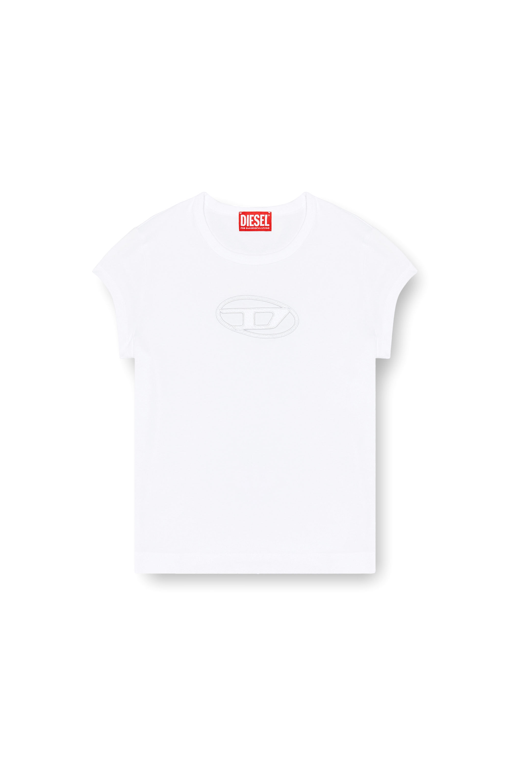 Diesel - T-ANGIE, T-shirt avec logo peek-a-boo Femme in Blanc - 2