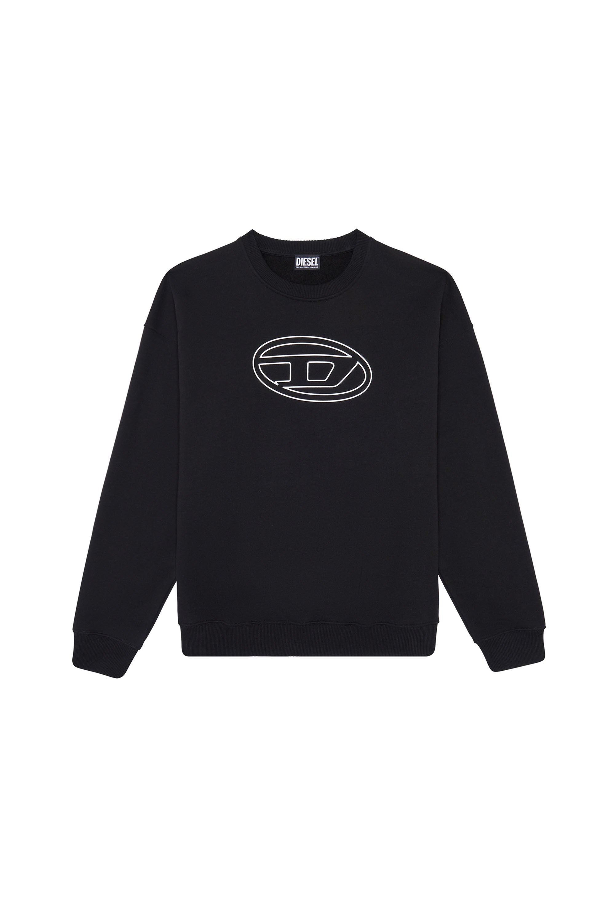 Diesel - S-MART-BIGOVAL, Man Sweatshirt with embossed logo in Black - Image 2