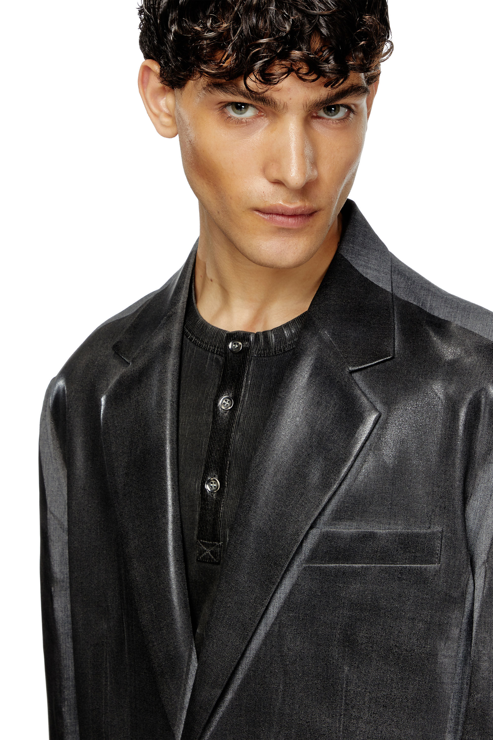 Diesel - J-OVER-DD, Blazer oversize avec devant enduit Mixte in Noir - 5
