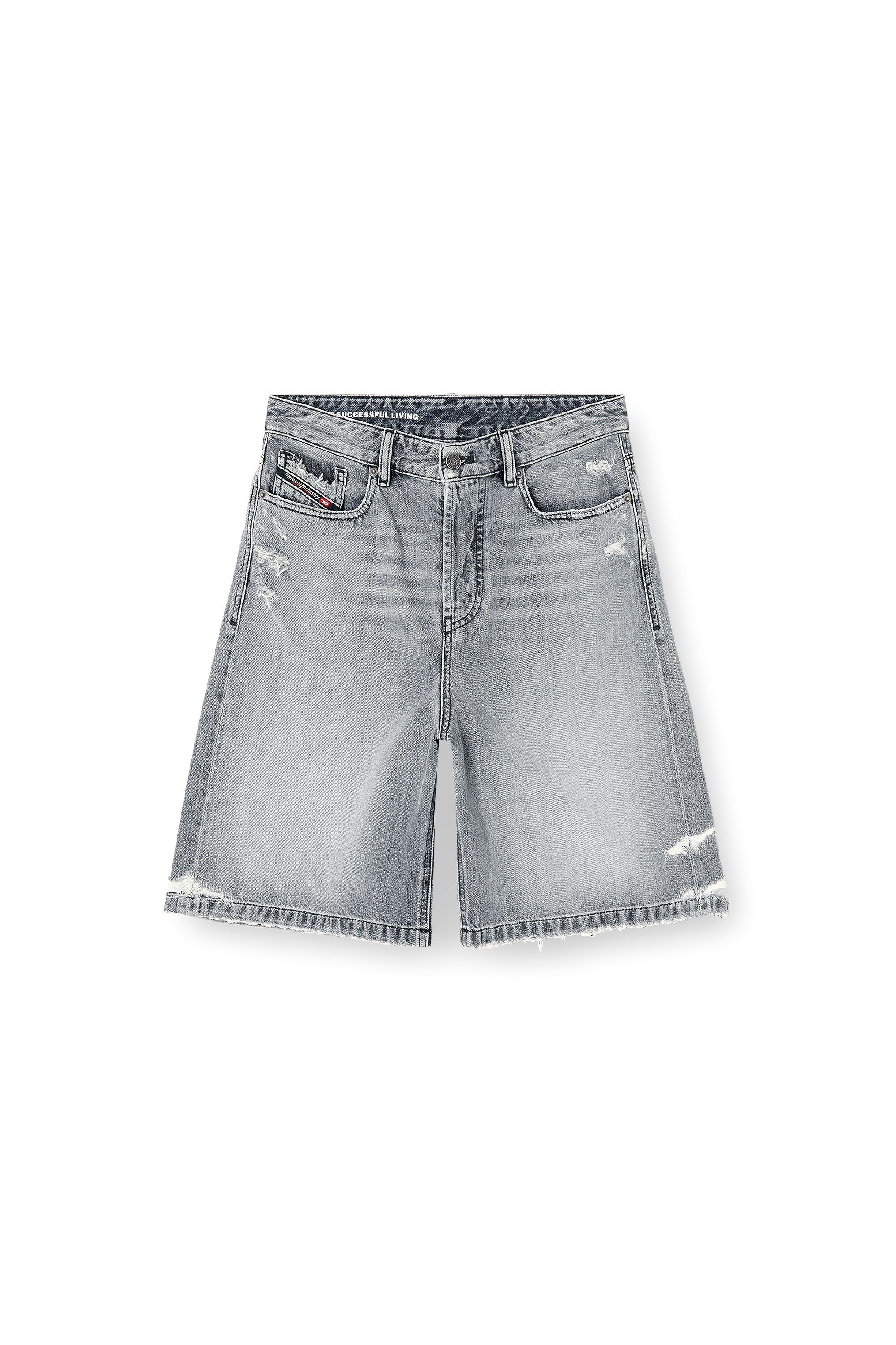 Diesel - DE-SIRE-SHORT, Short en denim &agrave; ourlets effiloch&eacute;s Femme in Gris - 2