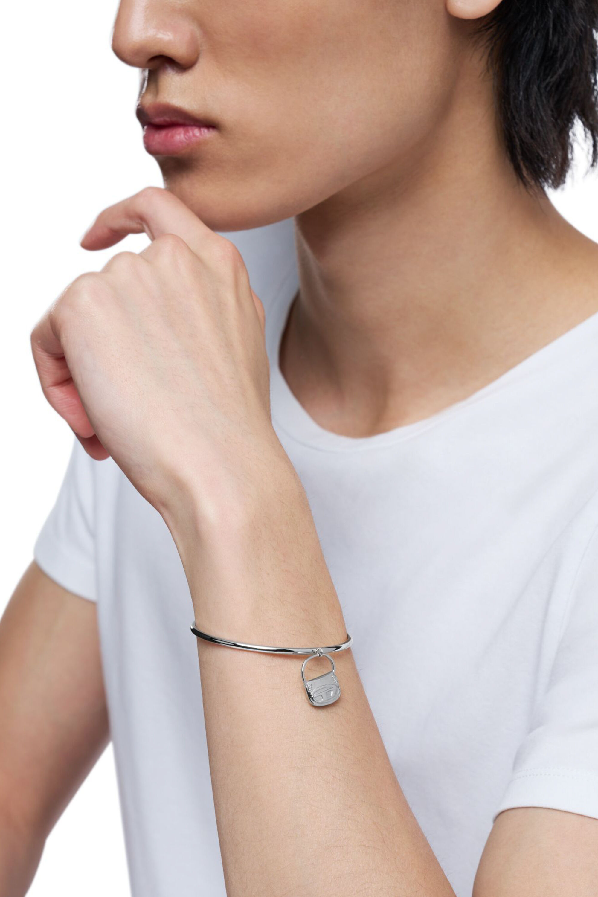 Diesel - DX1621040 JEWELLERY, Bracelet jonc en acier inoxydable Mixte in Gris argenté - 4
