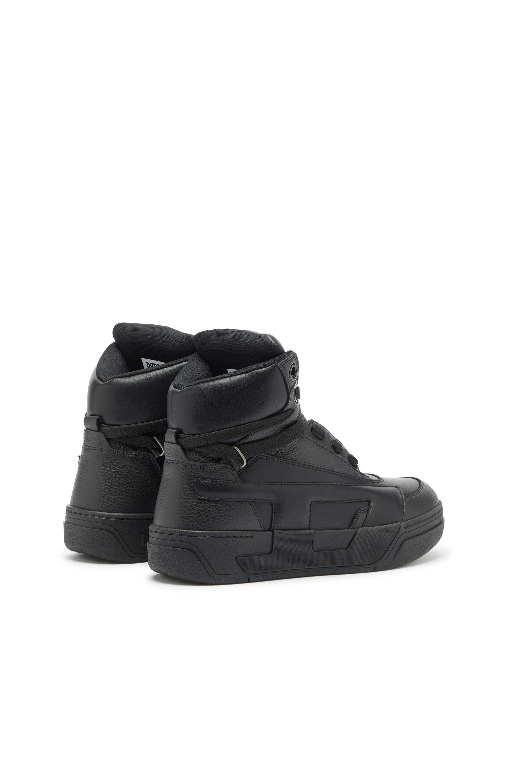 Diesel - S-D-OLLIE MID, S-D-Ollie - Sneakers montantes en cuir avec logo D Homme in Noir - 3