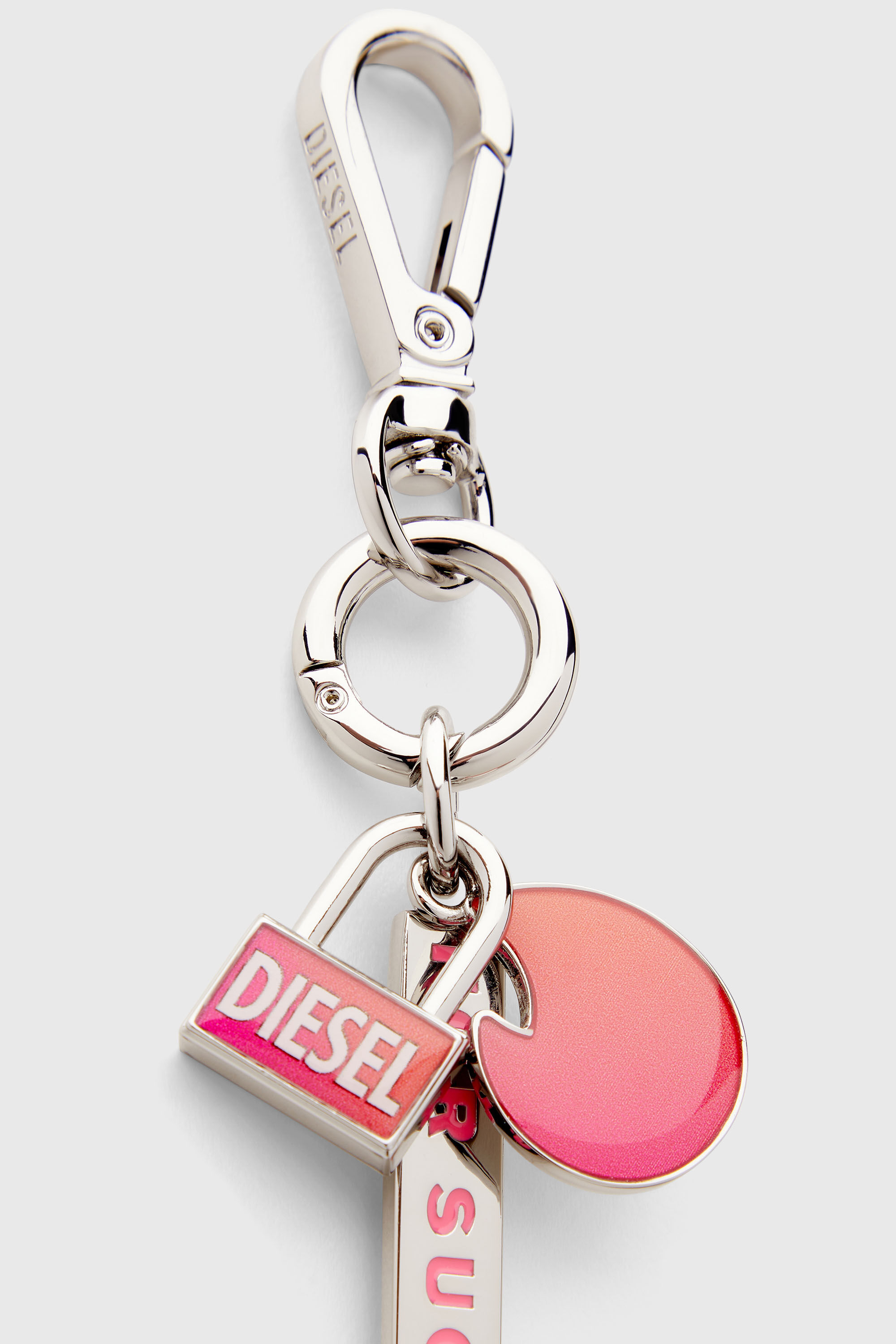 Diesel - TINDER CHARM, Porte-cl&eacute;s en m&eacute;tal d&eacute;grad&eacute; Mixte in Gris argent&eacute; - 3