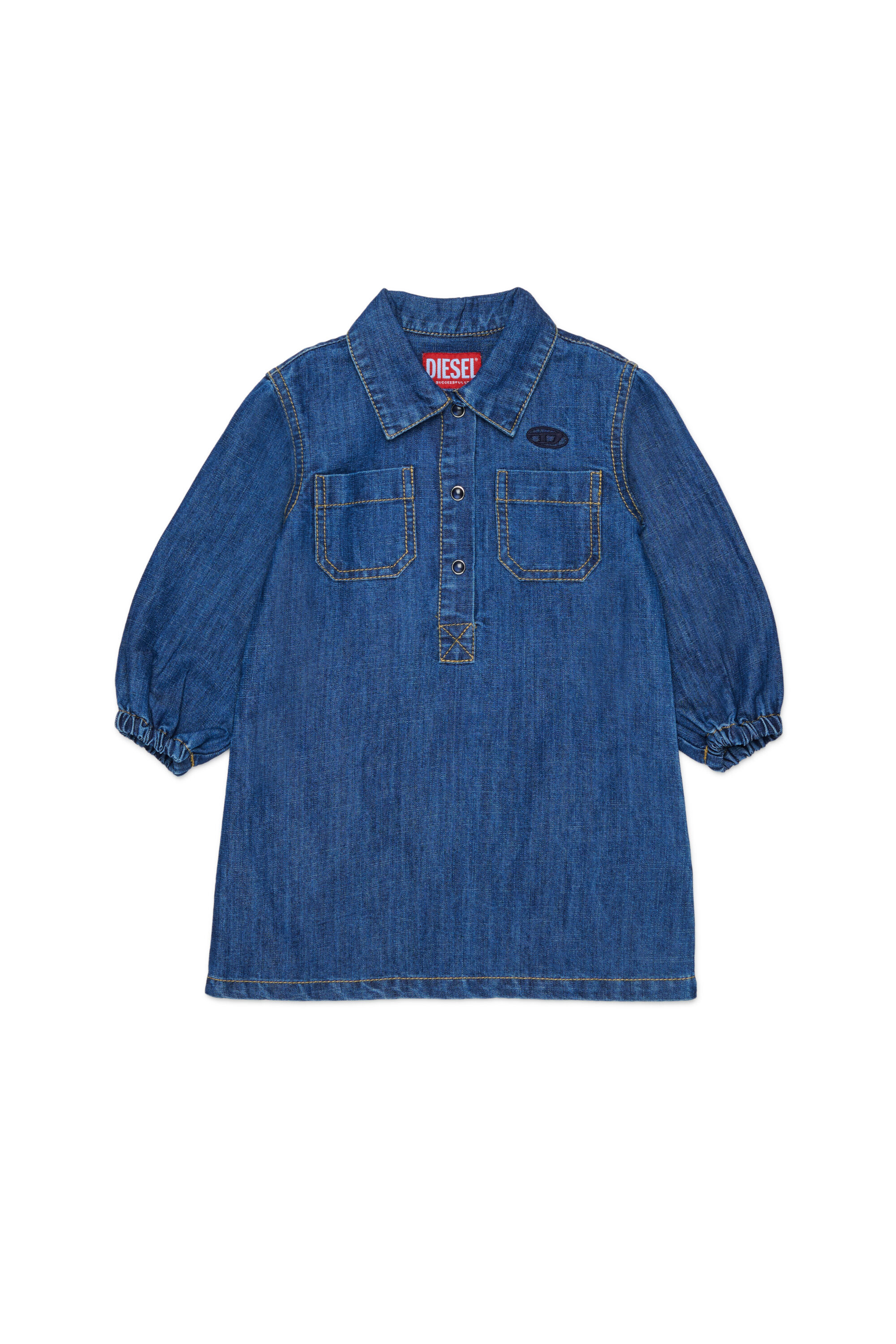 Diesel - DELBIB, Robe-chemise en denim avec broderie logo Oval D Femme in Bleu - 1