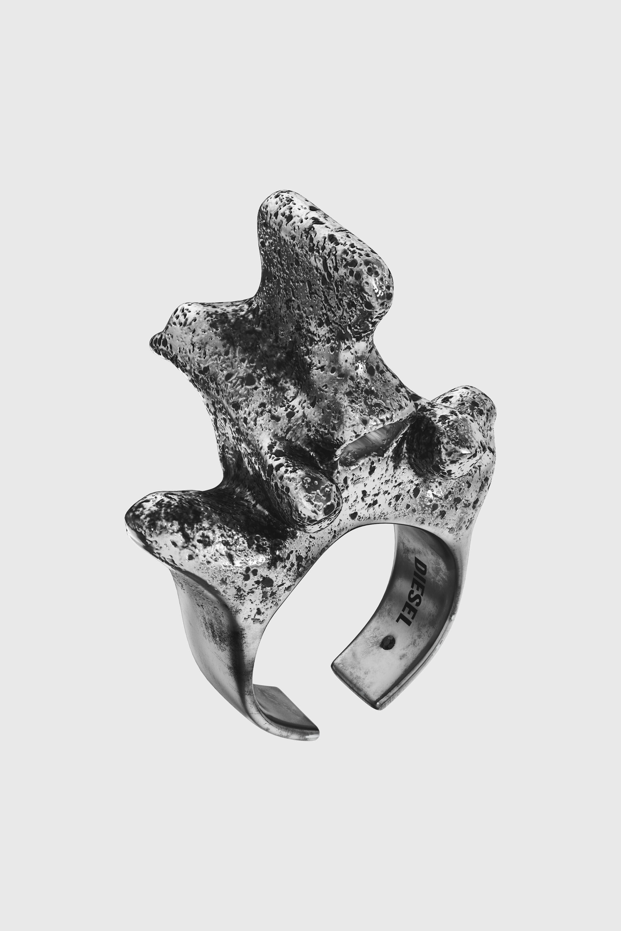Diesel - DX1708040 JEWELLERY, Bague en m&eacute;tal argent&eacute; avec anneau central Mixte in Gris - 1