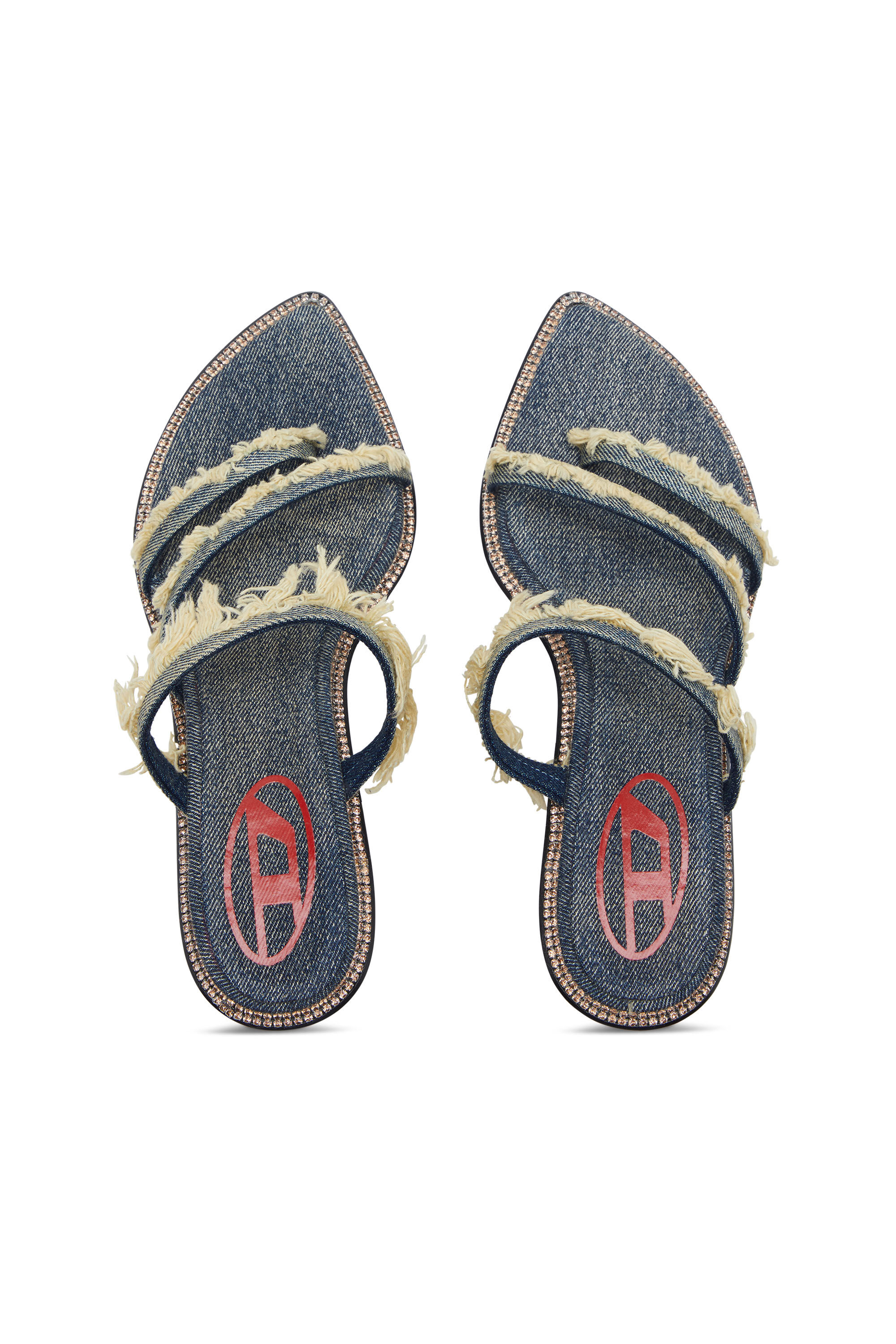 Diesel - D-HAVANNA KITTIE, D-Havanna Kittie-Mules en denim effiloché avec cristaux Femme in Bleu - 5