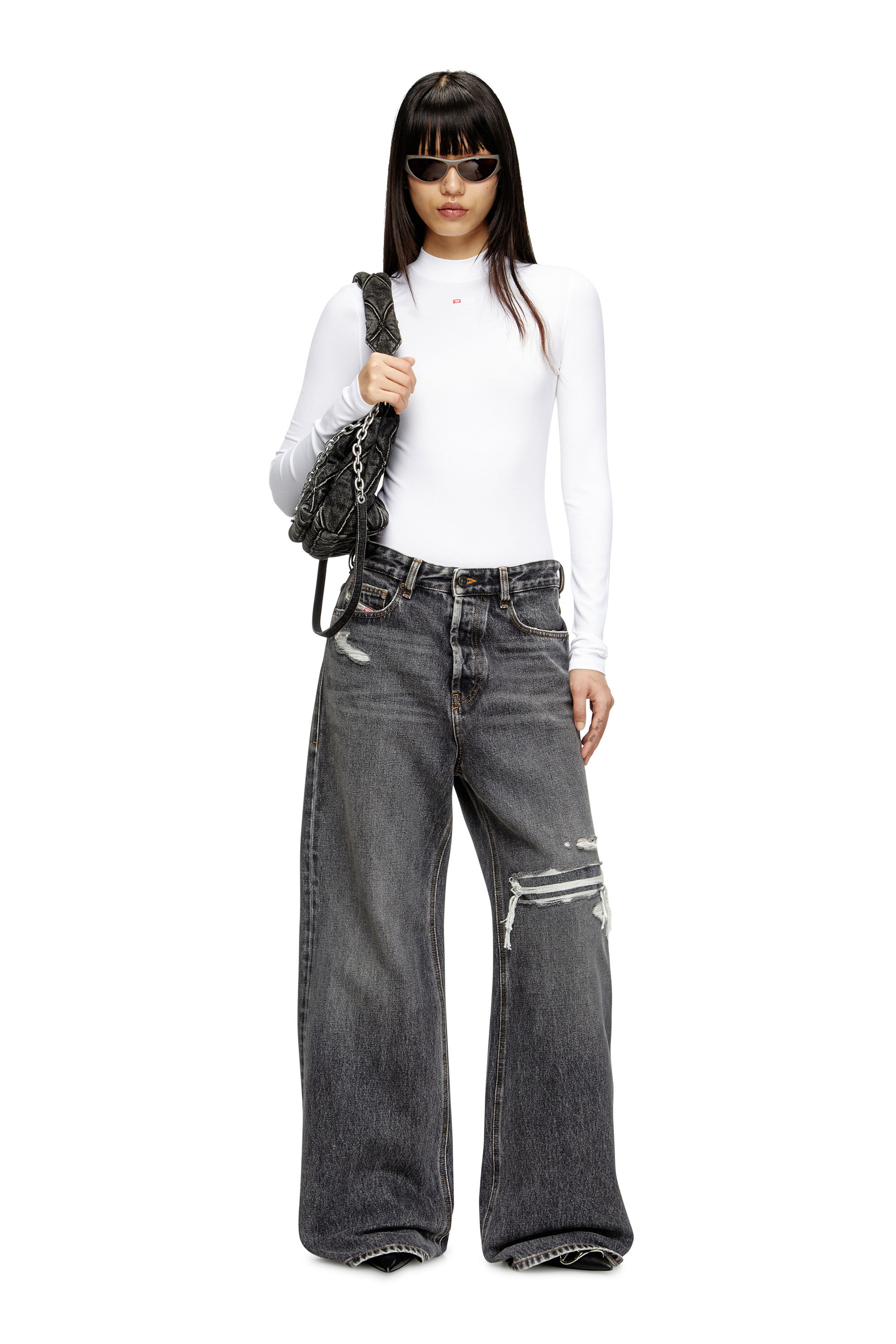 Diesel - Woman's Relaxed Jeans 1996 D-Sire 007F6, Black/Dark grey - 1