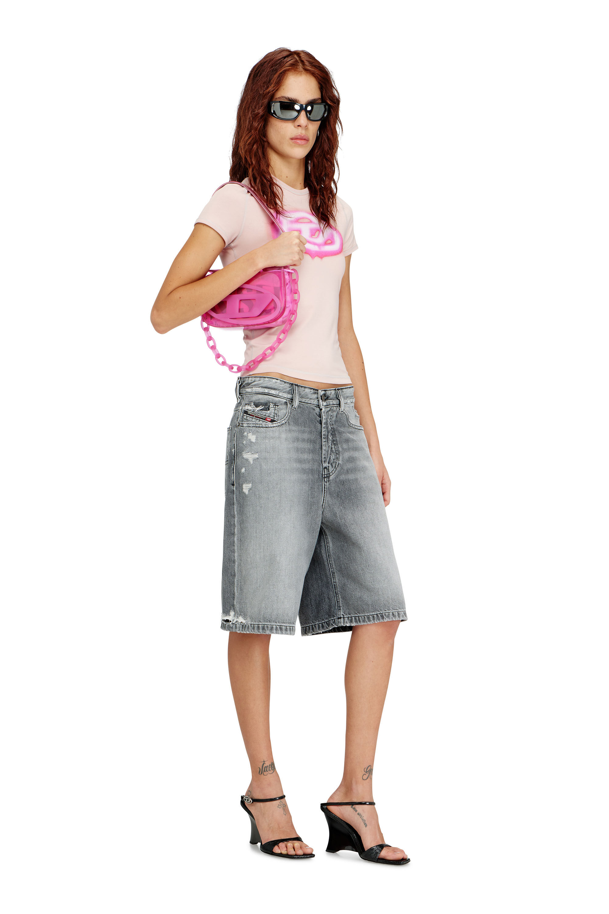 Diesel - 1DR, 1DR-Sac iconique &agrave; bandouli&egrave;re en TPU transparent Femme in Rose - 7