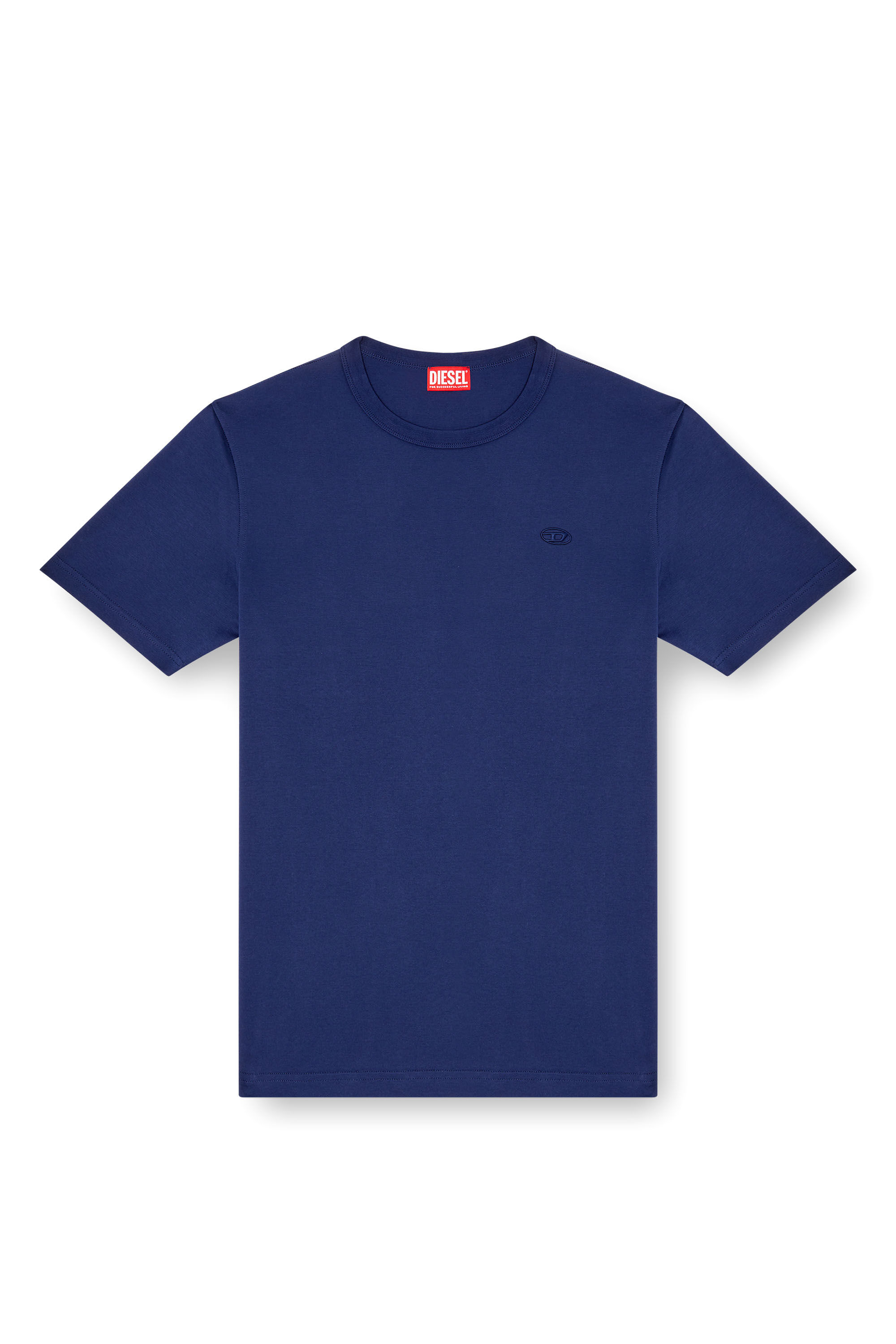 Diesel - T-ADJUST-SLITS-R17, T-shirt avec broderie à logo ton sur ton Homme in Bleu - 2