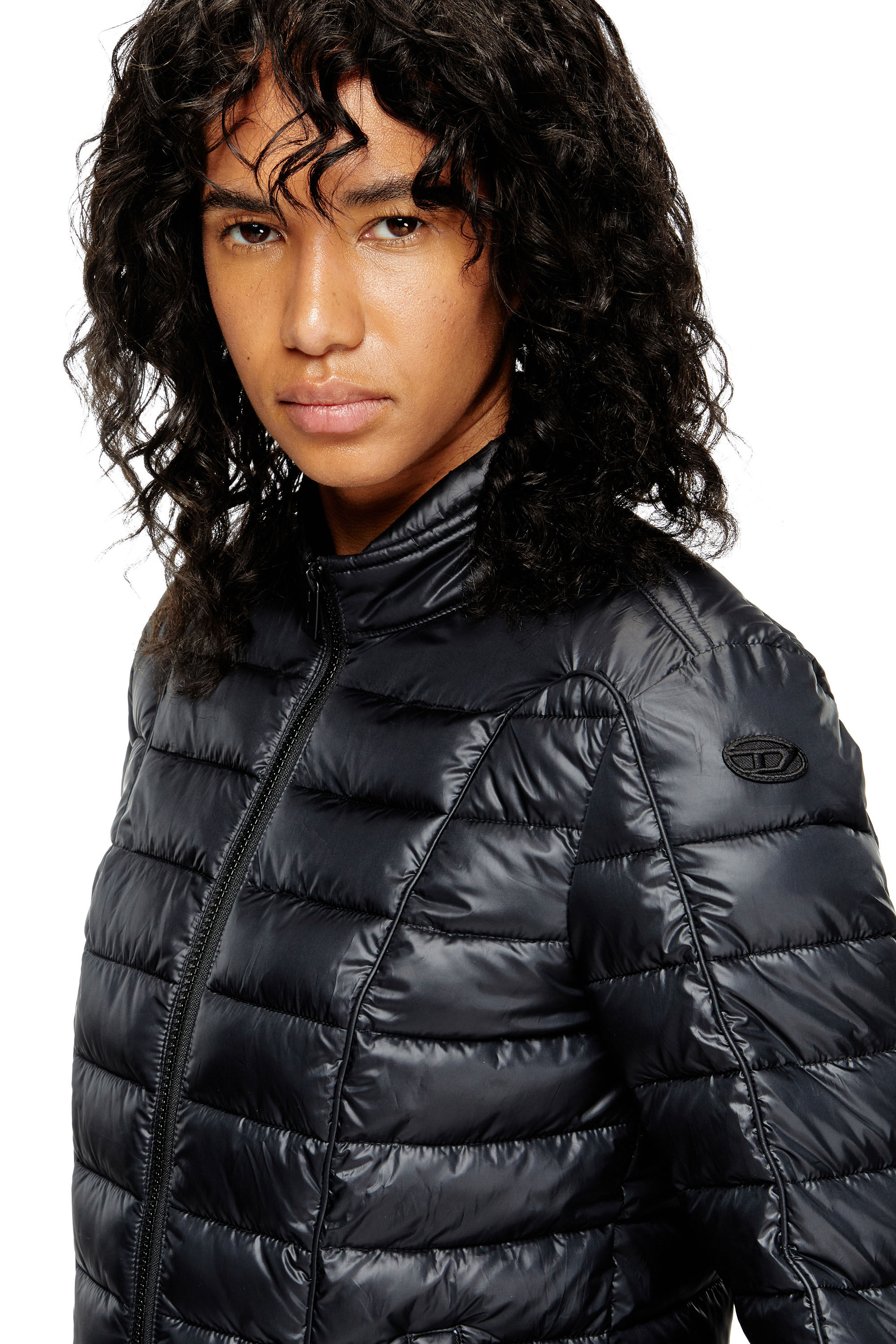 Diesel - W-PILOT-FEM, Doudoune avec détails de motard Femme in Noir - 5