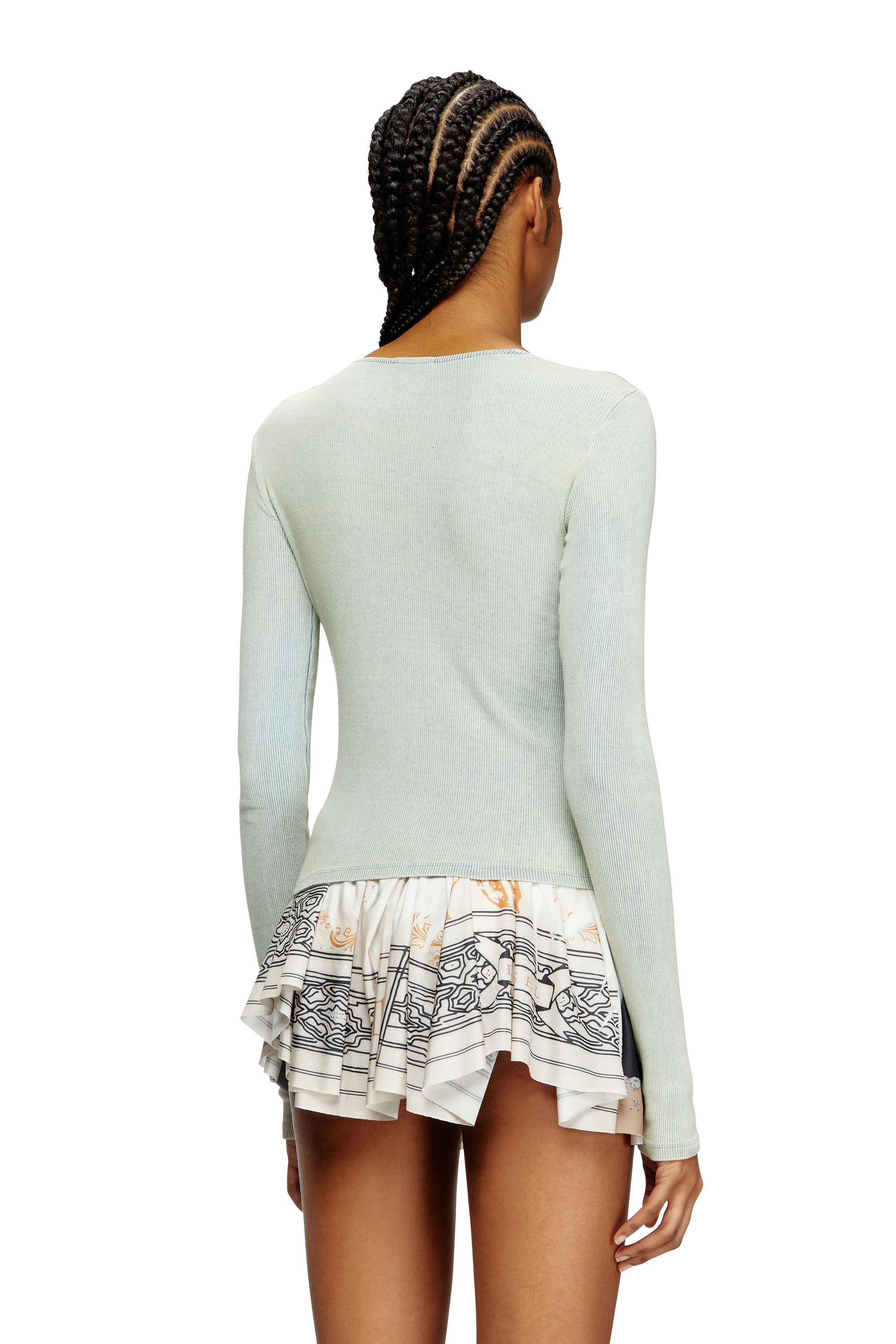 Diesel - T-LERYA, Top côtelé avec buste drapé style bandana Femme in Polychrome - 4
