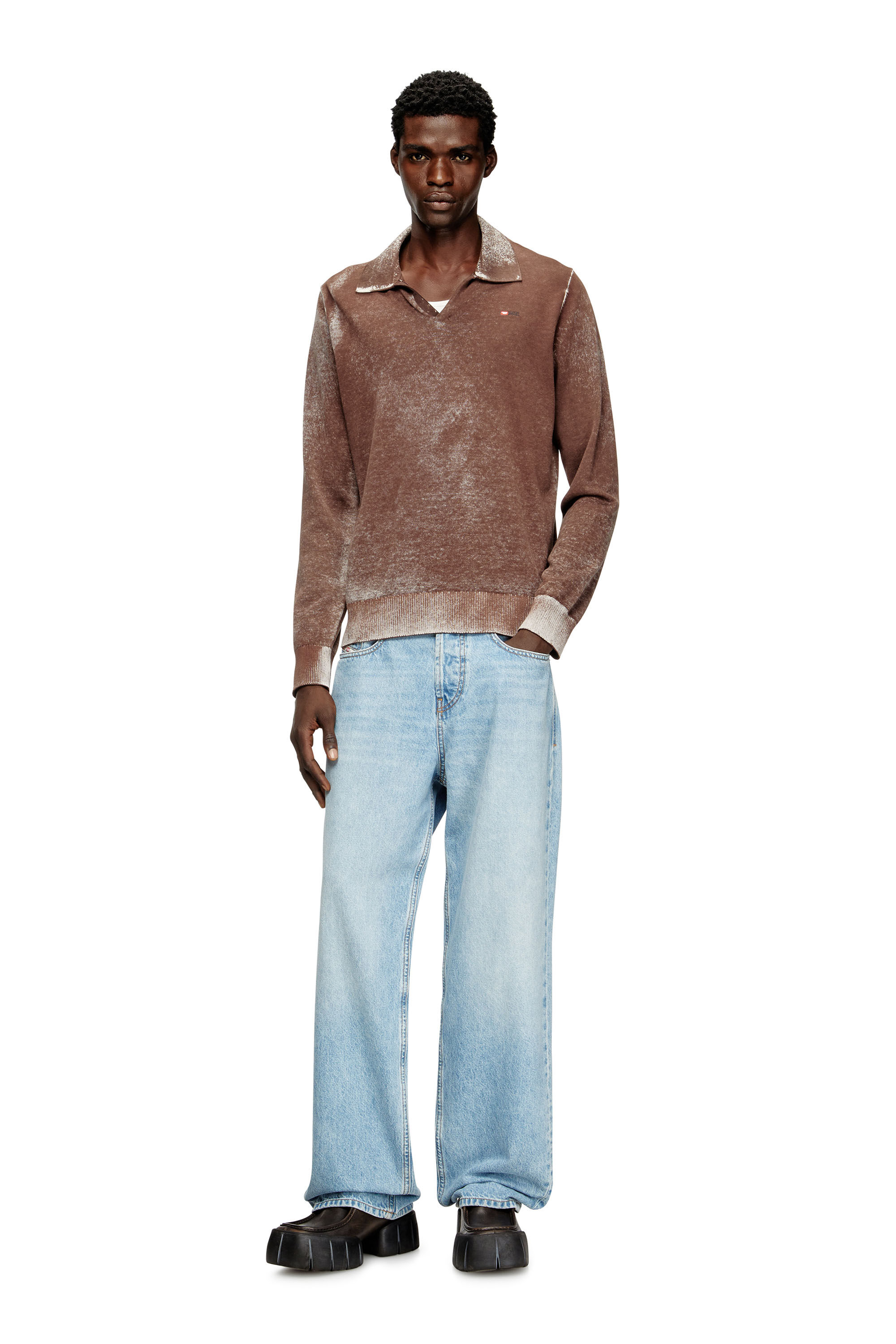 Diesel - K-LAWRENCE, Pull polo avec impression inversée délavée Homme in Polychrome - 1