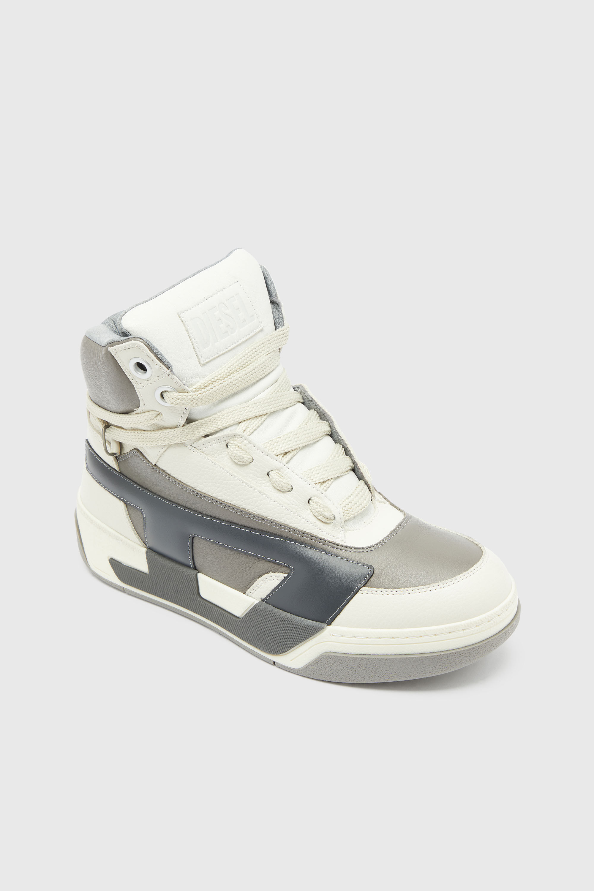 Diesel - S-D-OLLIE MID, S-D-Ollie - Sneakers montantes en cuir avec logo D Homme in Blanc - 6