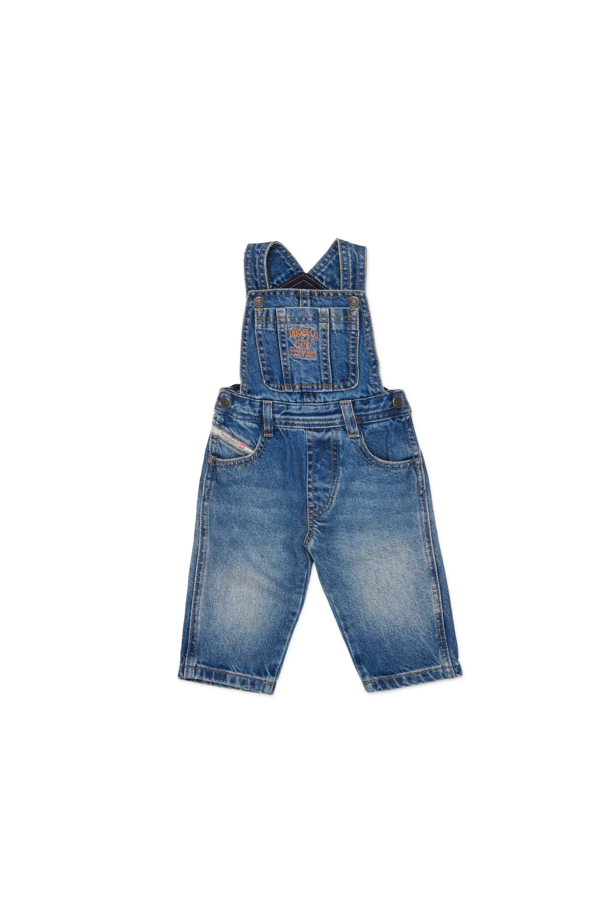 Diesel - JARYB, Salopette en denim avec broderie logo Homme in Bleu - 1