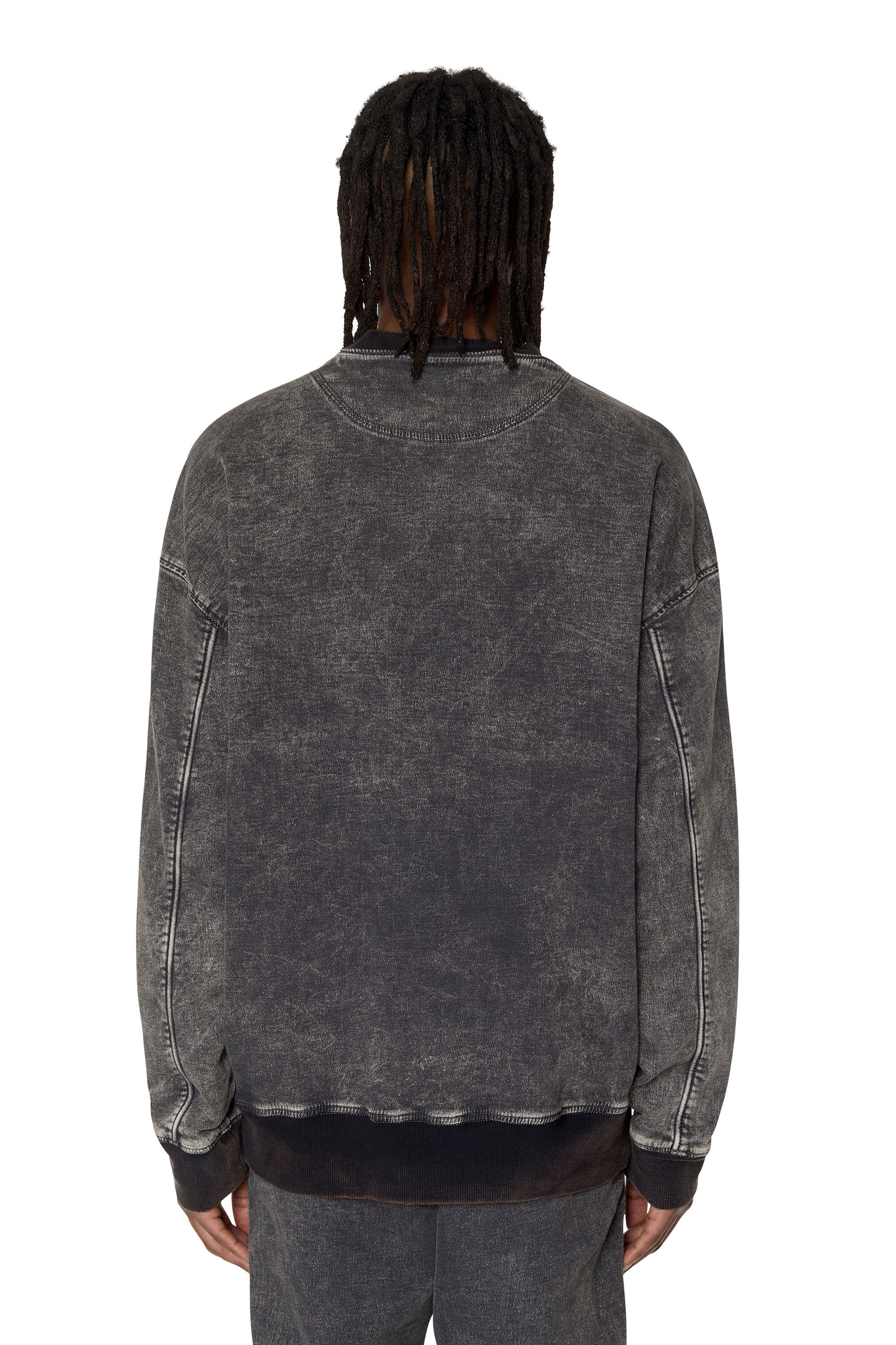 Diesel - D-KRIB TRACK DENIM SWEATSHIRT, Noir/Gris foncé - Image 4
